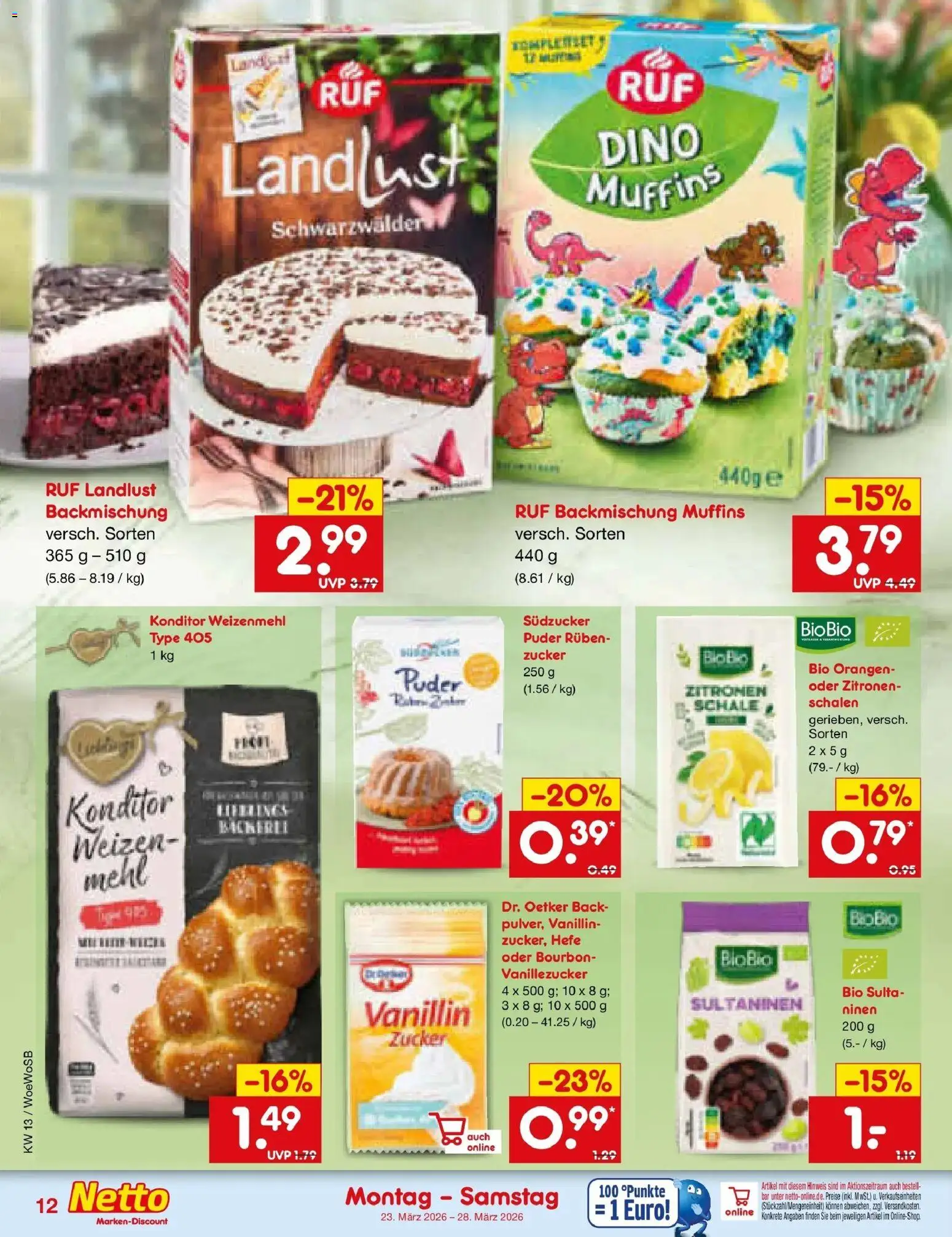 Netto Marken-Discount Prospekt Gemmingen	 – gültig ab 23.03.2026 | Seite: 12 | Produkte: Mehl, Puder, Zucker, Zitronen