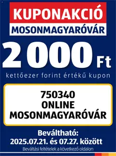 Aldi Kupón Akció | Mosonmagyaróvár - amely érvényes a következő dátumtól: 21.07.2025