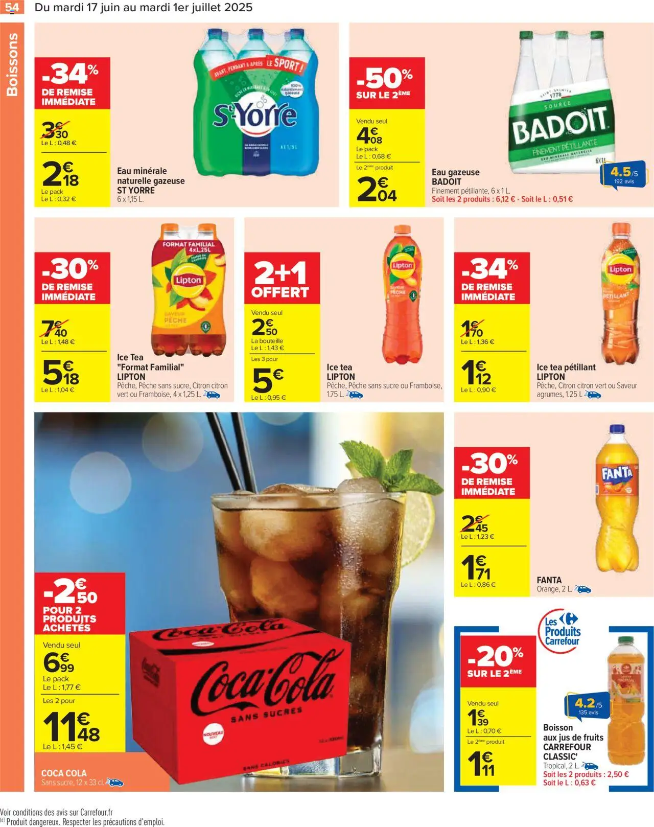  | Page: 56 | Produits: Citron vert, Badoit, Eau gazeuse, Jus