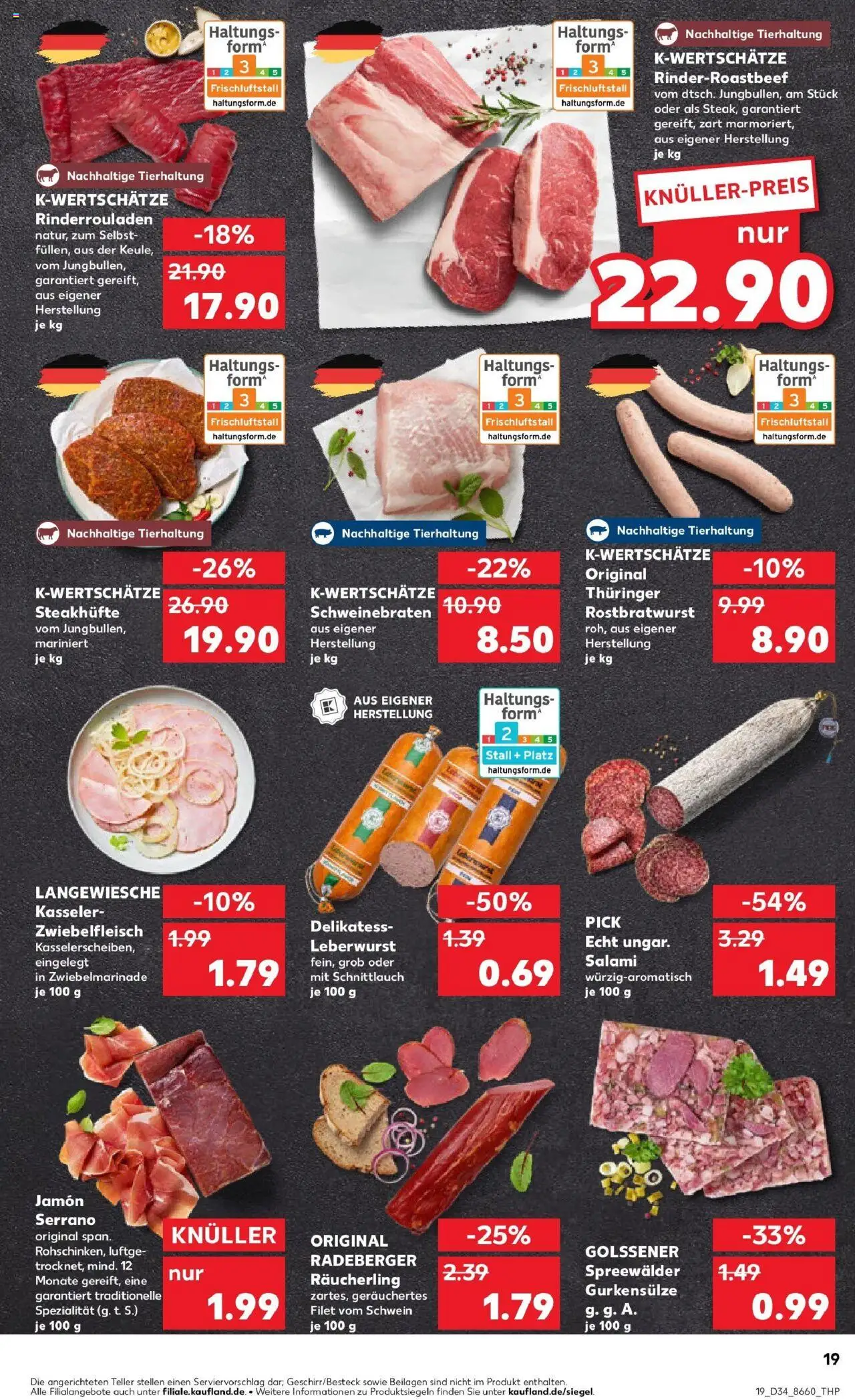 Kaufland prospekt Neuss	 - gültig ab dem 21.08.2025 | Seite: 19 | Produkte: Rinderrouladen, Salami