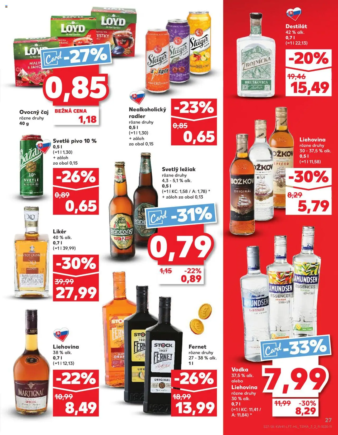 Nové Kaufland akcie – leták je platný od 09.10.2025 | Strana: 27 | Produkty: Čaj, Božkov, Steiger, Vodka