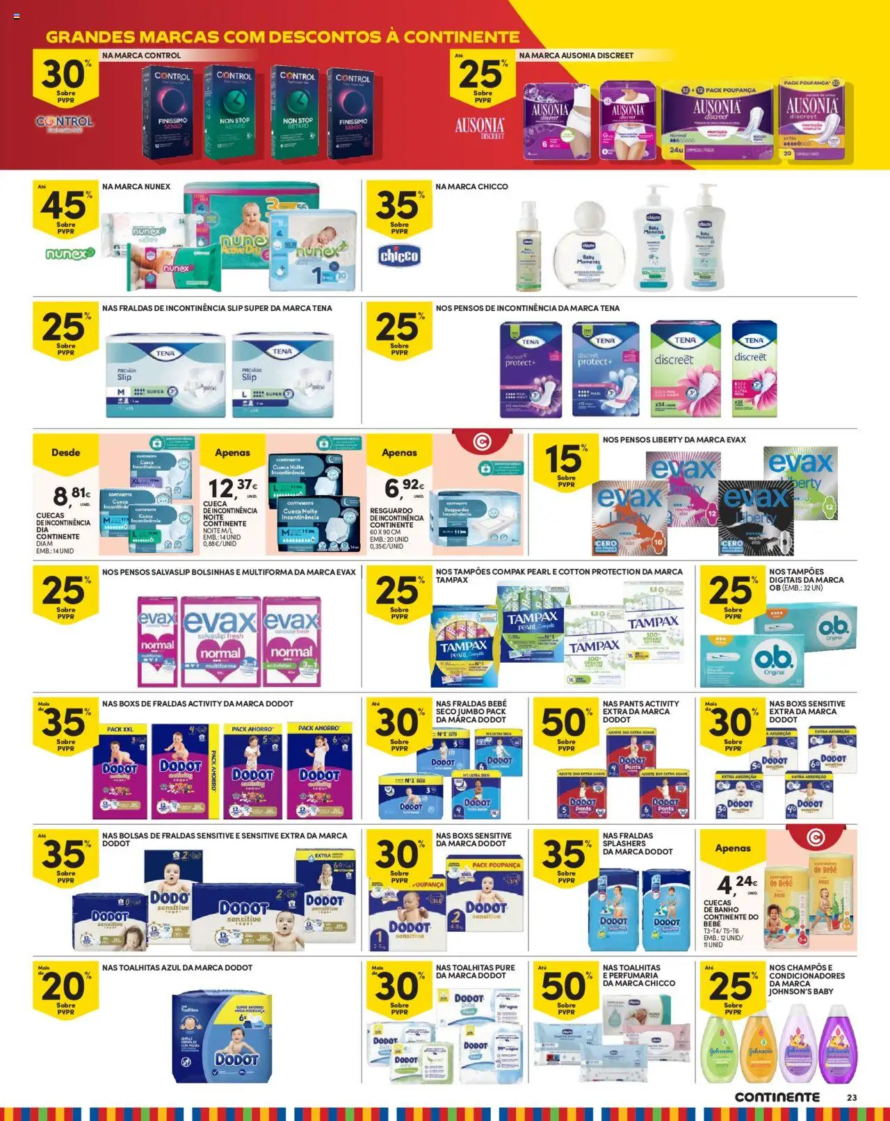 Continente folheto Madeira │ válido de 19.08.2025 | Página: 23 | Produtos: Fraldas, Banho, Cuecas