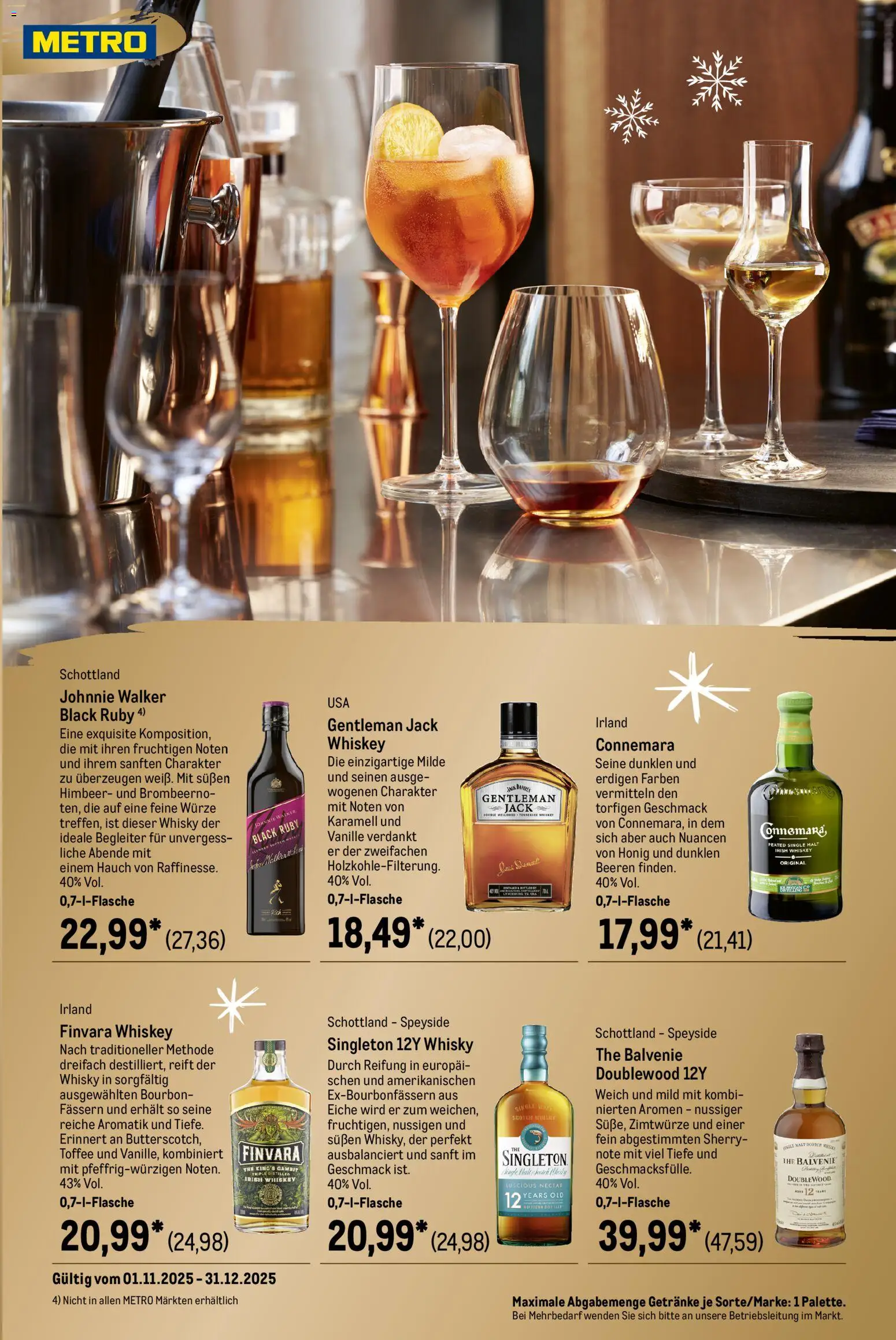 Metro Saisonkatalog Festliche Momente – gültig ab 01.11.2025 | Seite: 44 | Produkte: Whisky, Bourbon, Whiskey, Johnnie walker