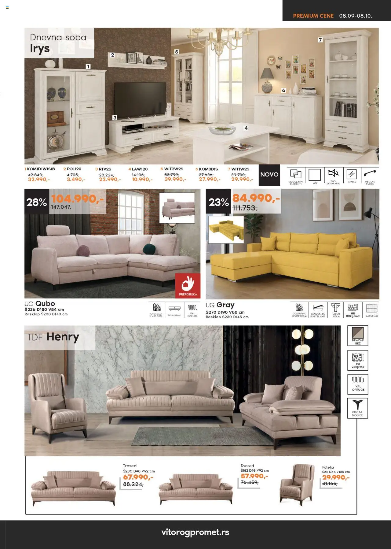 Vitorog katalog - važi od 08.09.2025 | Strana: 3 | Proizvode: Fotelja, Trosed, Dvosed