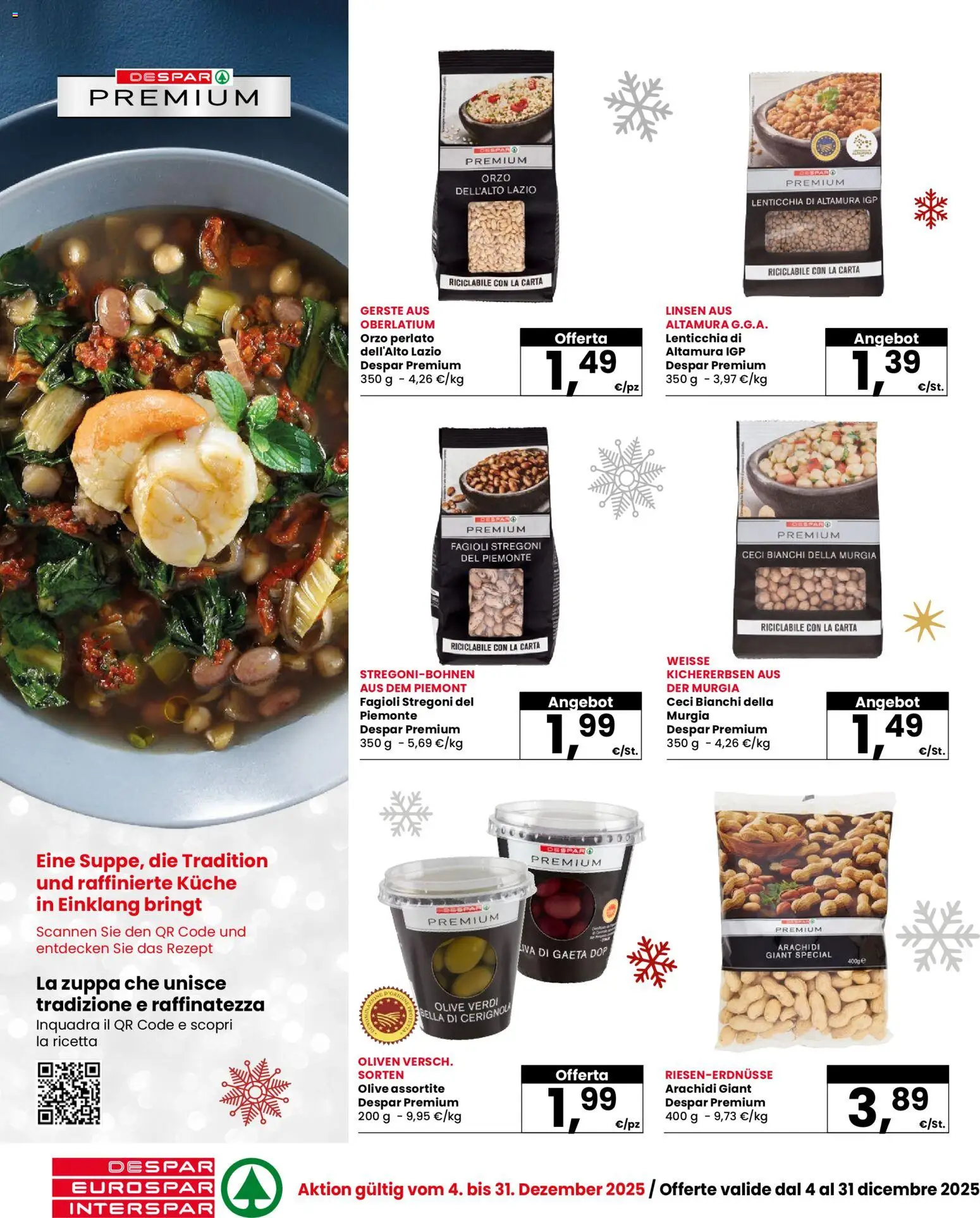 Volantino Interspar del 04.12.2025 | Pagina: 4 | Prodotti: Ceci, Fagioli, Olive, Arachidi