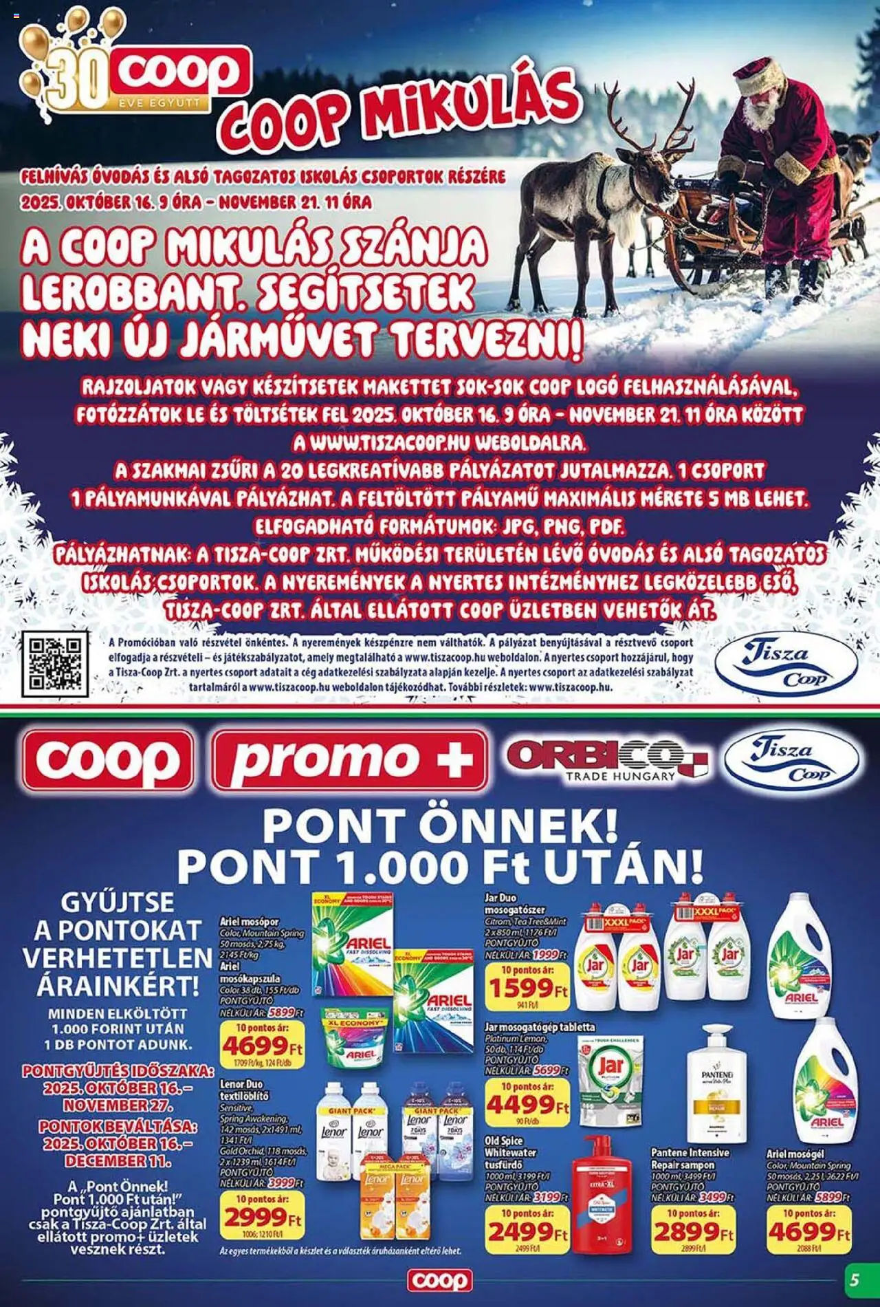 COOP akciós ujság - amely érvényes a következő dátumtól: 16.10.2025 | Oldal: 5 | Termékek: Old spice, Mosókapszula, Mosogatógép tabletta, Mosogatószer