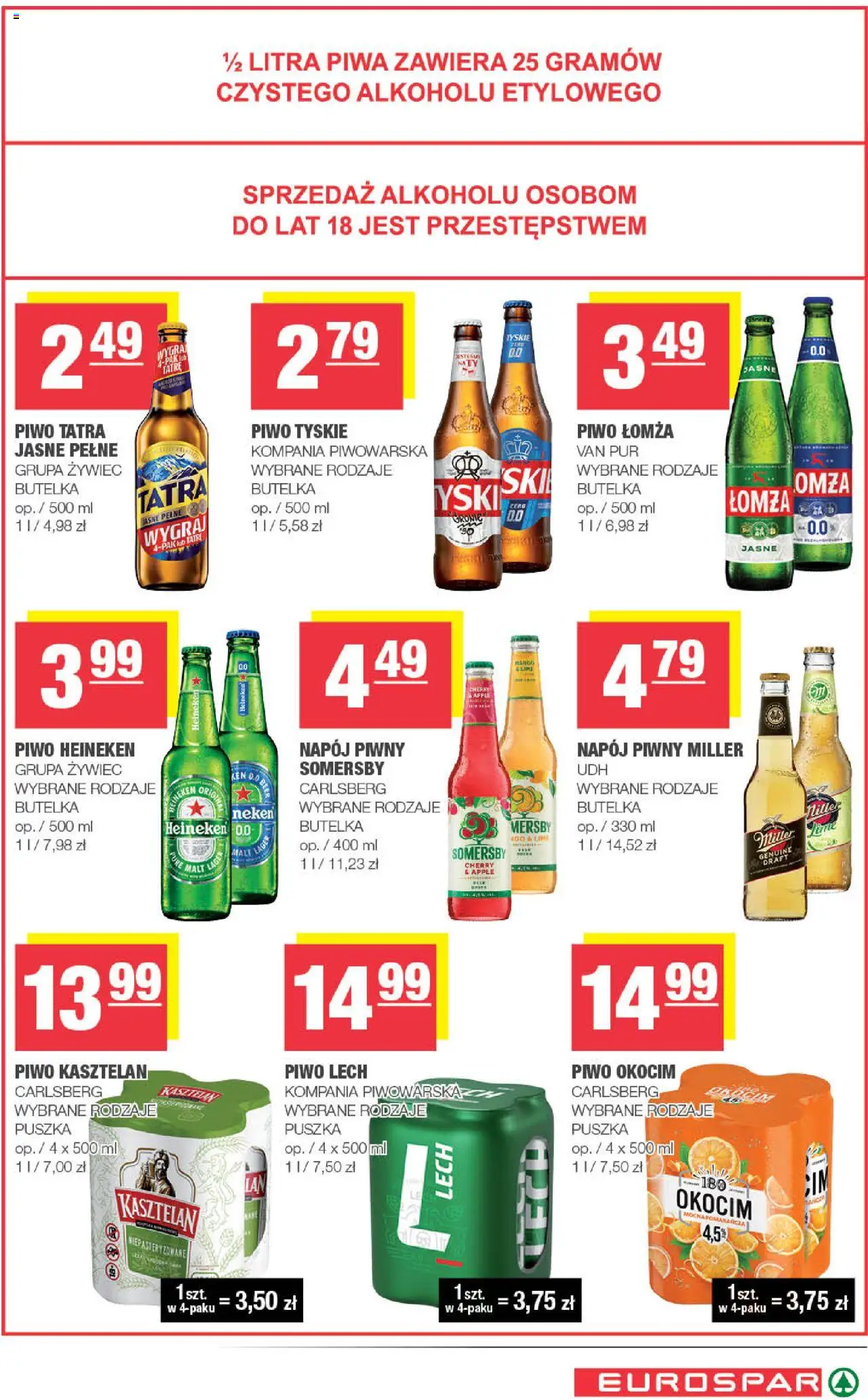 Spar Gazetka - Eurospar od 13.08.2025 | Strona: 15 | Produkty: Tyskie, Piwo, Somersby, Heineken