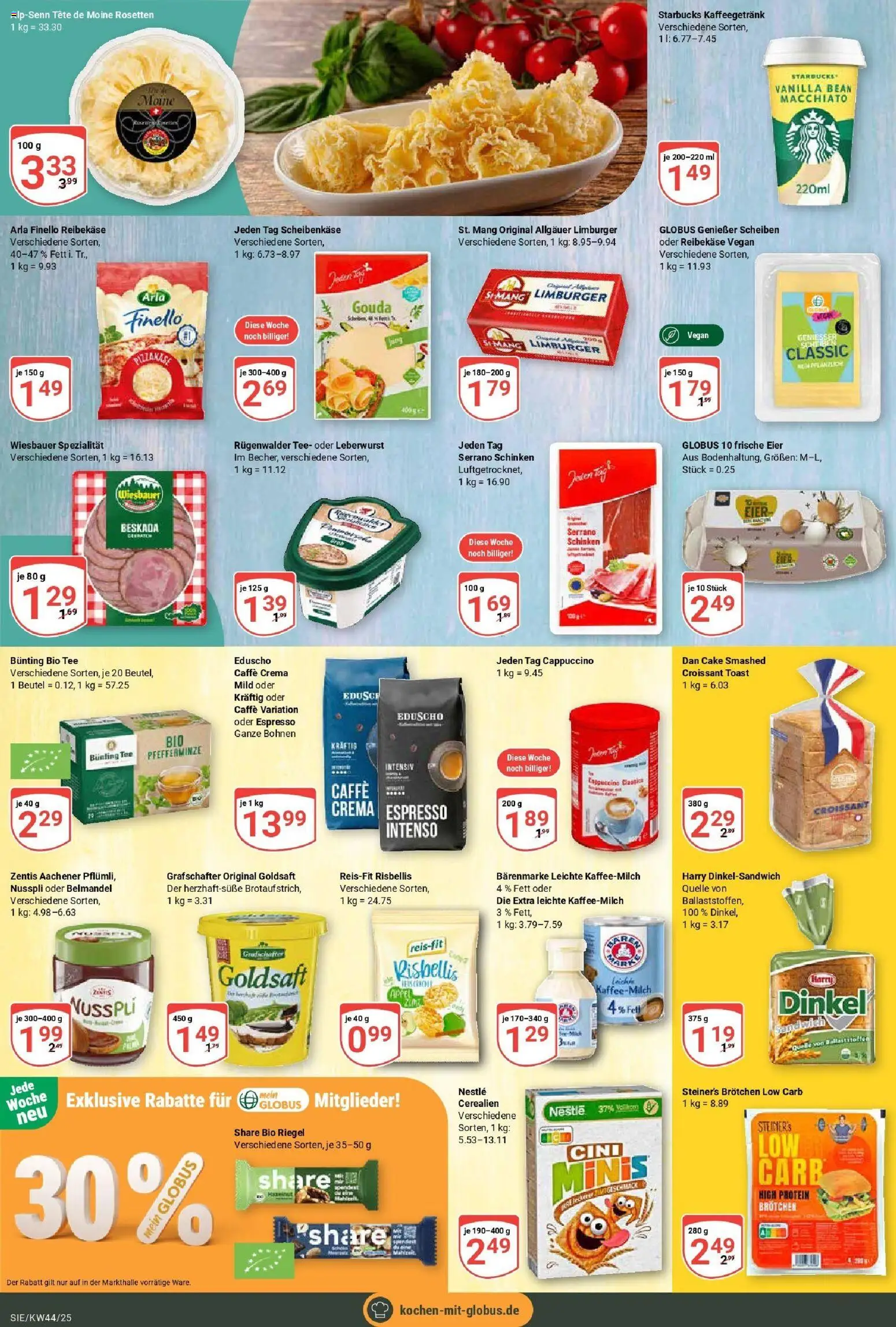 Globus prospekt Siegen	 – gültig ab 26.10.2025 | Seite: 17 | Produkte: Toast, Croissant, Tee, Eduscho