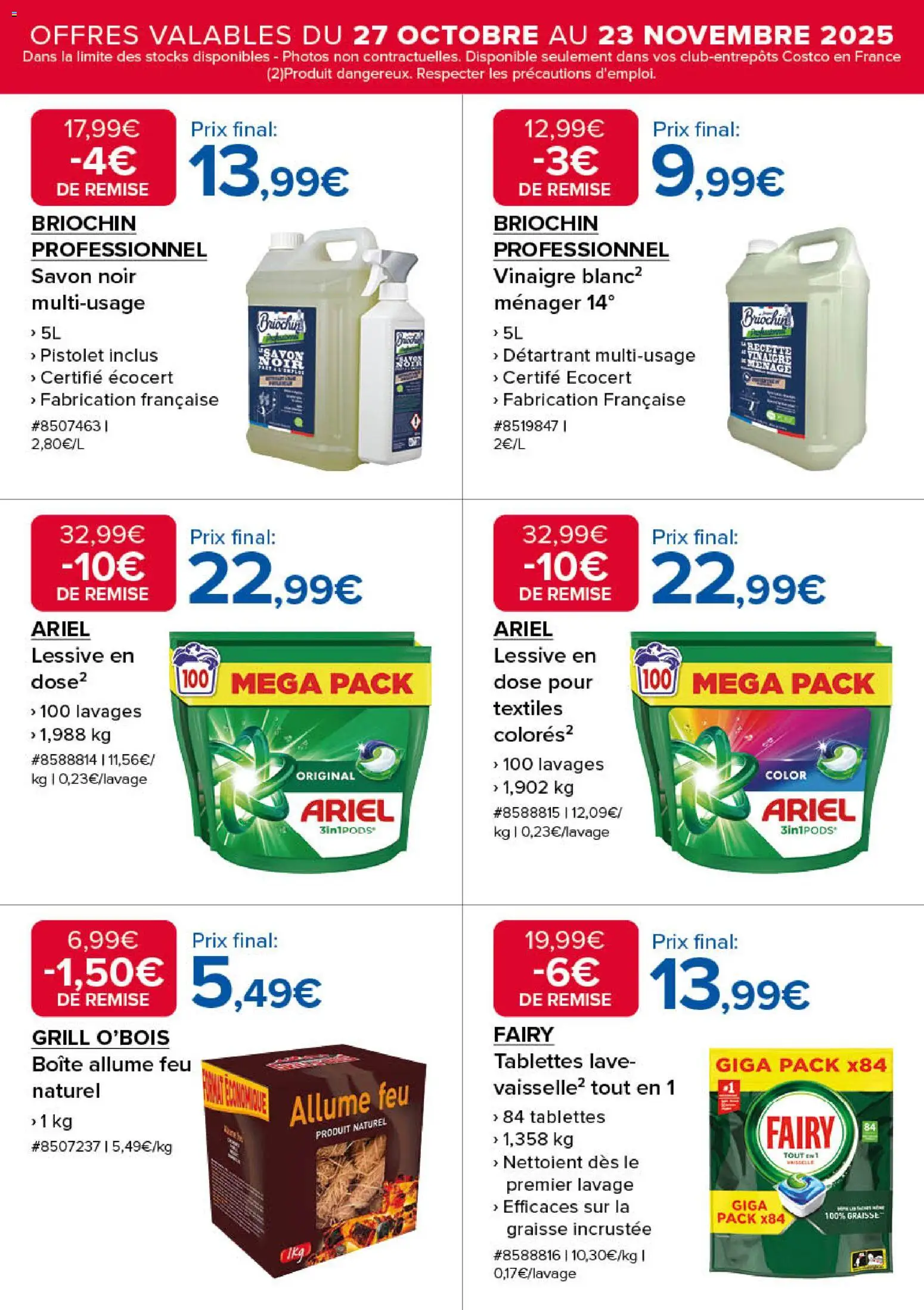 {H1} | Page: 17 | Produits: Ariel, Allume feu, Grill, Vinaigre