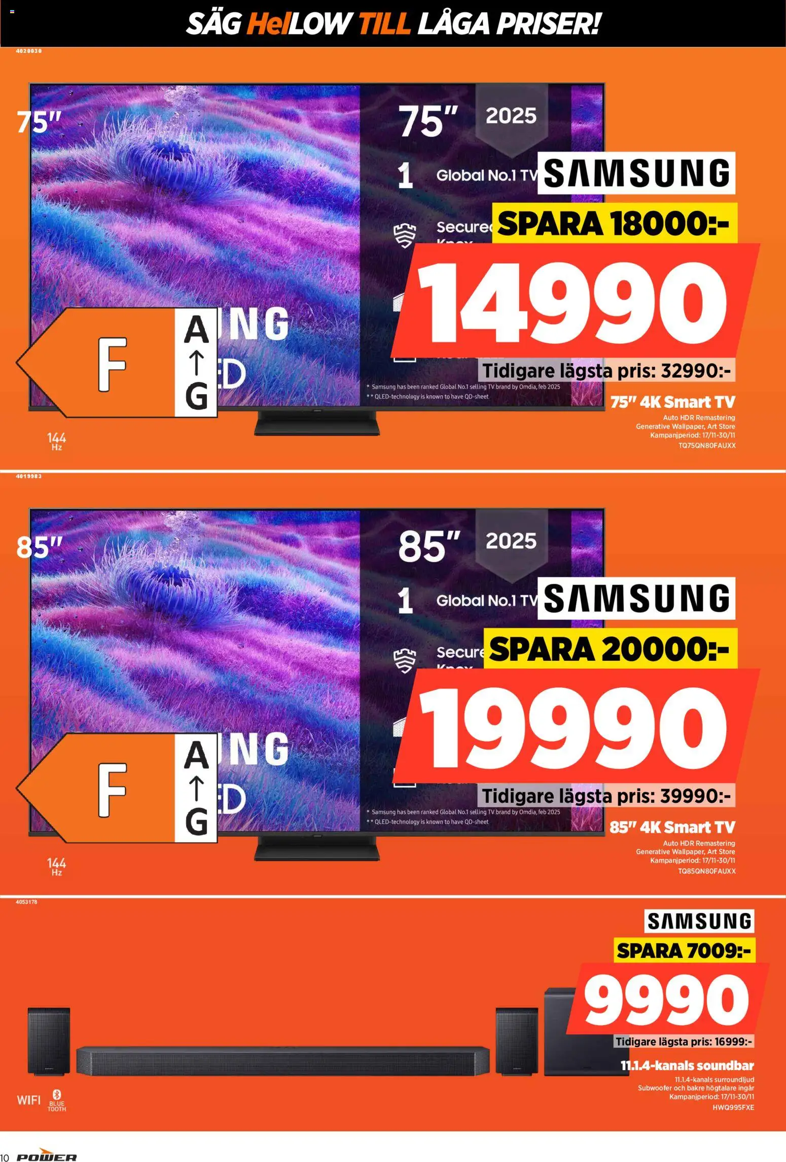 Power reklamblad aktuell från 17.11.2025 | Sida: 10 | Produkter: Smart tv, Tv, Högtalare, Wifi