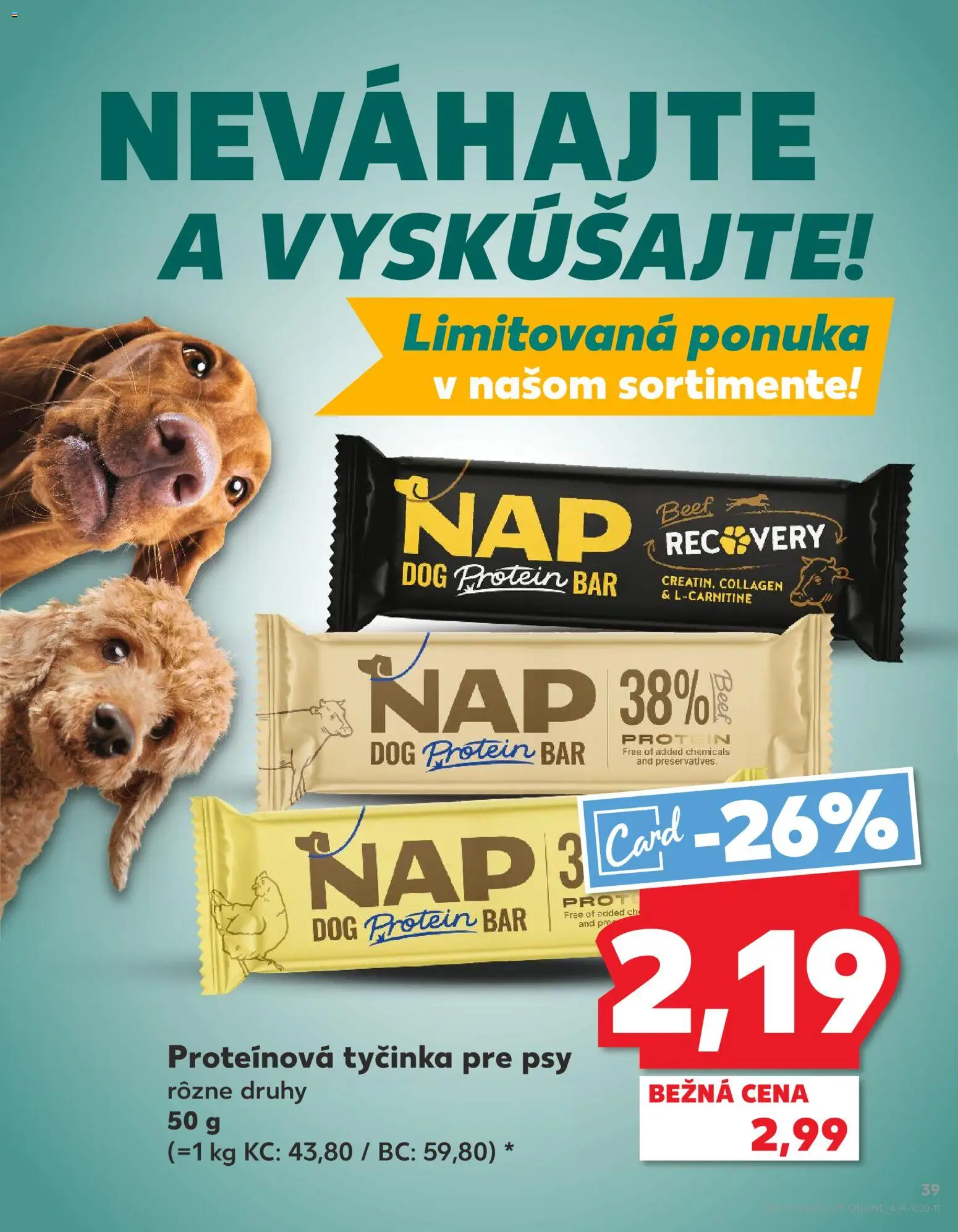 Kaufland SK akciós ujság - amely érvényes a következő dátumtól: 15.01.2026 | Oldal: 39 | Termékek: Protein bar, Protein