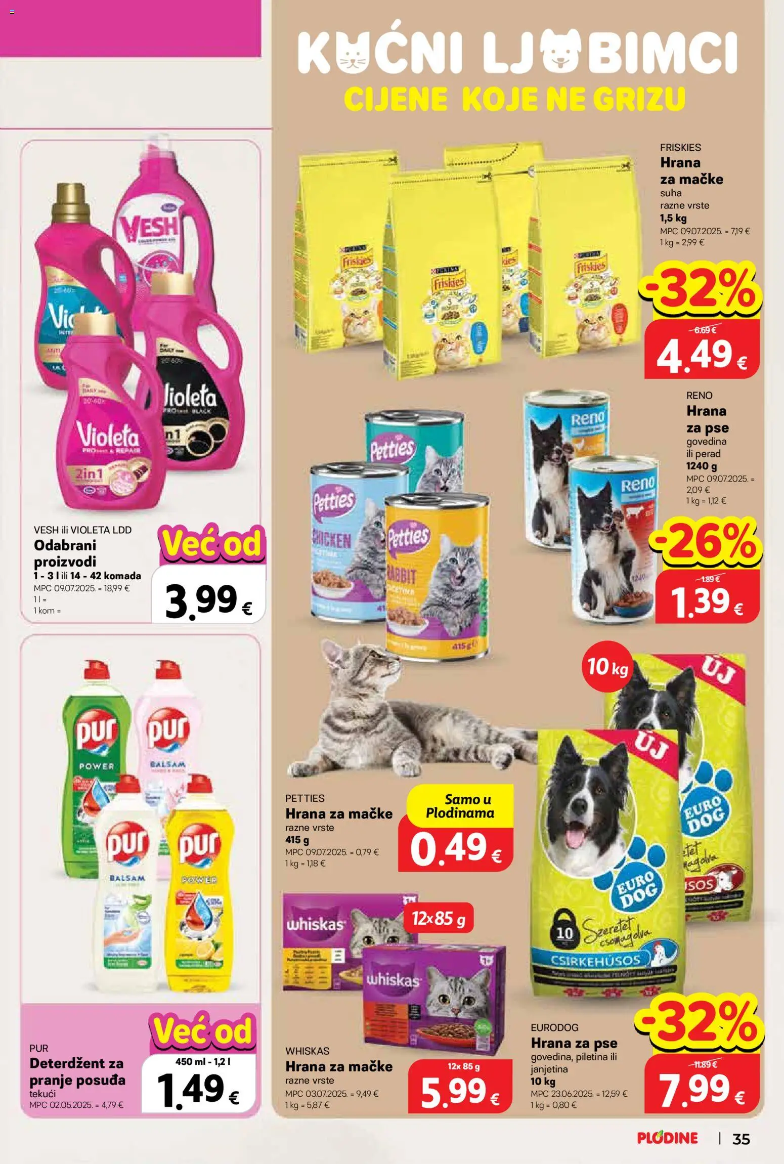 Plodine katalog | vrijedi od 29.10.2025 | Stranica: 35 | Proizvodi: Janjetina, Whiskas, Piletina, Violeta