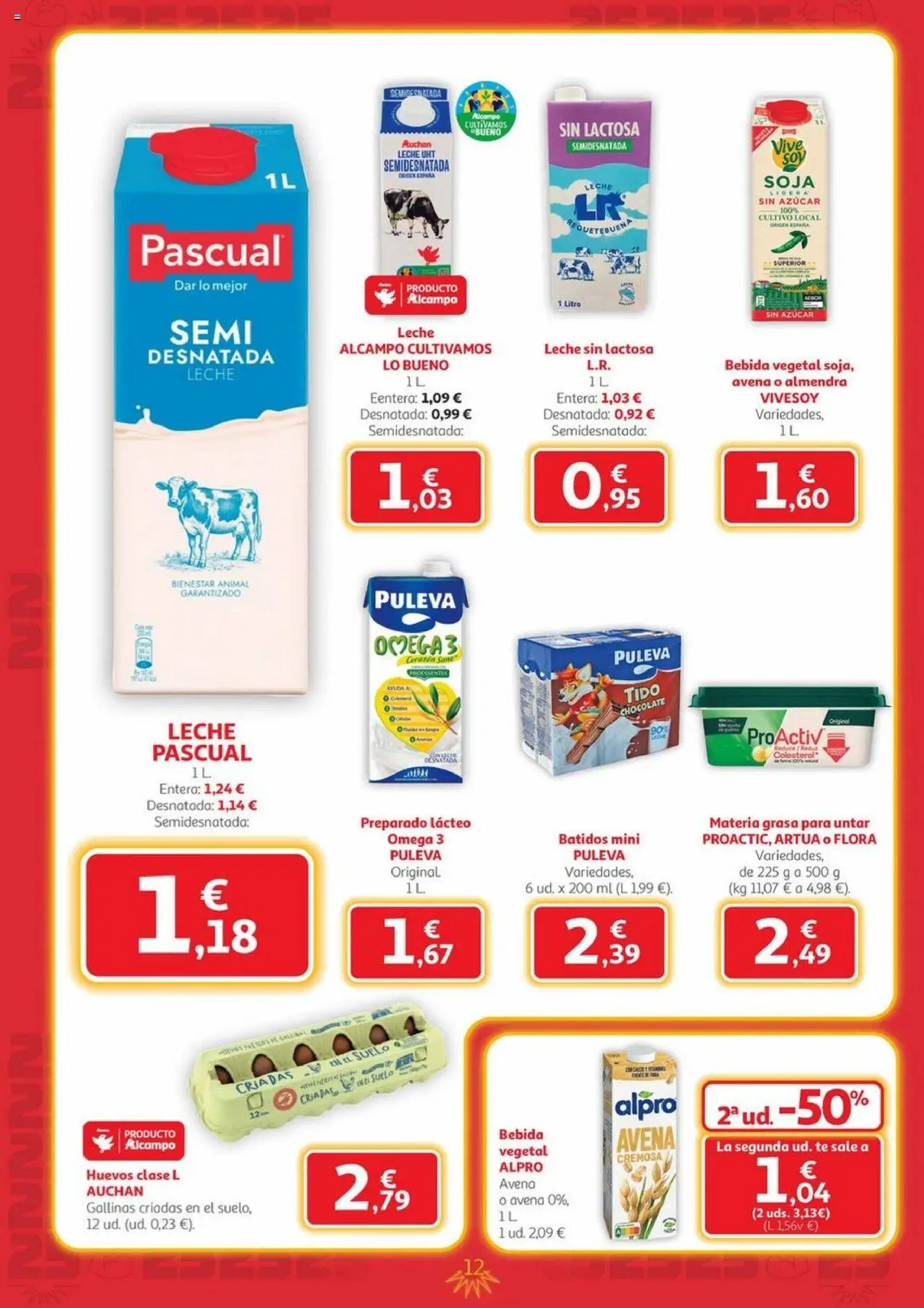 Alcampo - Canarias │ válido desde el 09.10.2025 | Página: 12 | Productos: Leche desnatada, Leche, Chocolate, Té