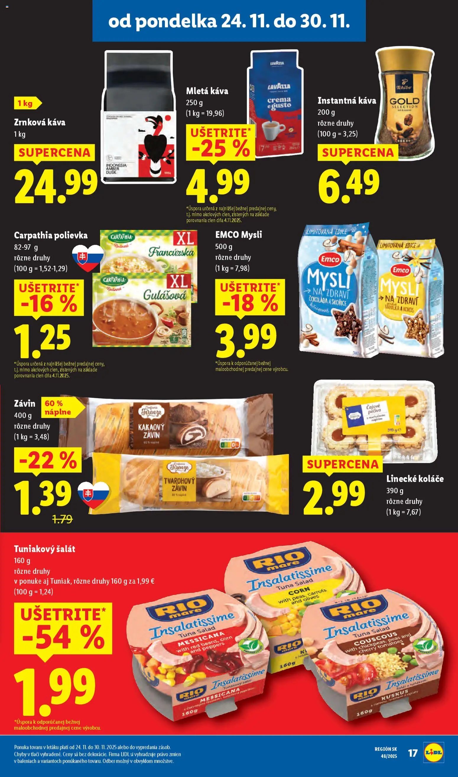 Nové Lidl akcie – leták je platný od 27.11.2025 | Strana: 57 | Produkty: Káva, Závin, Šalát, Zrnková káva