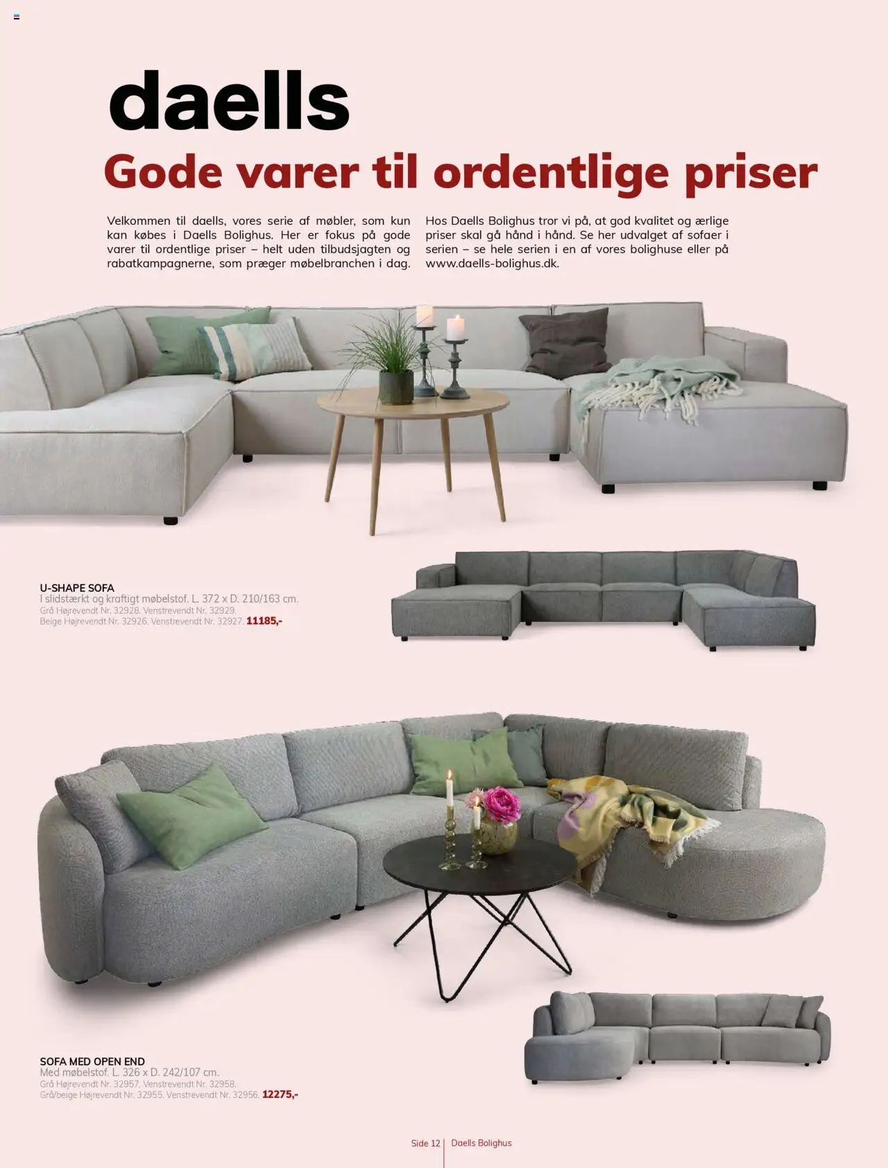 Daells Bolighus tilbudsavis – gyldig fra 14.08.2025 | Side: 12 | Produkter: Sofa, Søm