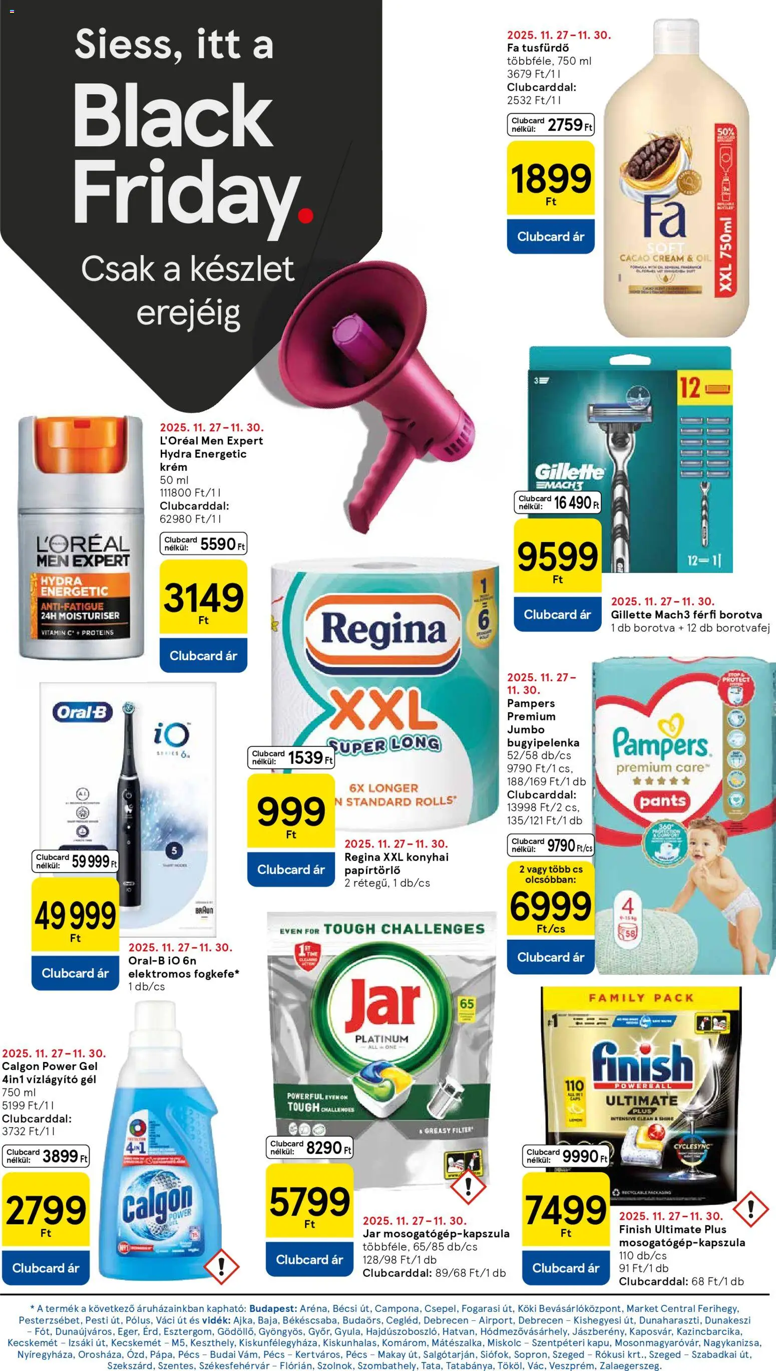 Tesco akciós ujság - amely érvényes a következő dátumtól: 27.11.2025 | Oldal: 14 | Termékek: Pampers, Papírtörlő, Borotva, Tusfürdő