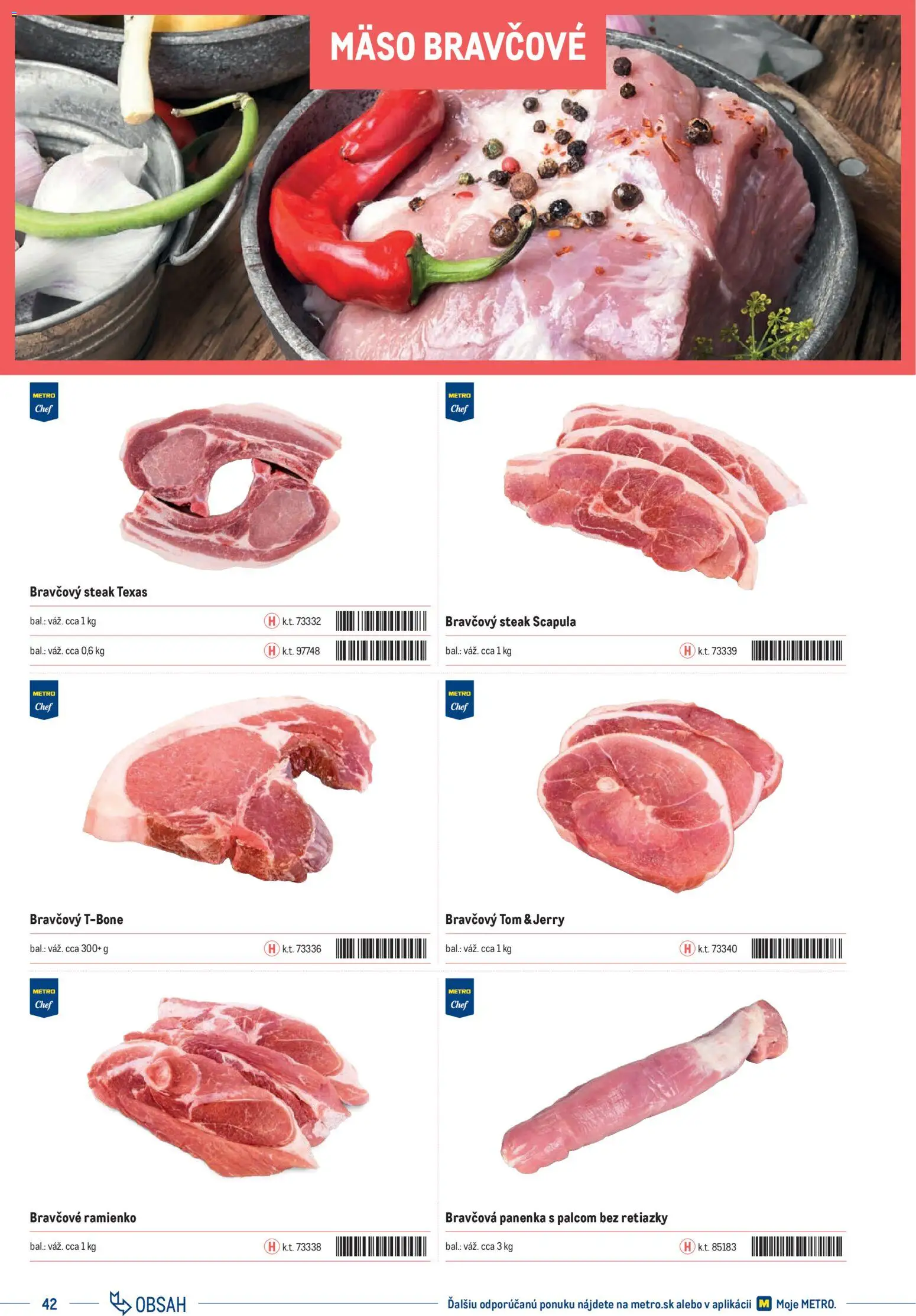 Nové Metro akcie – leták je platný od 01.01.2025 | Strana: 42 | Produkty: Bravčová panenka, Steak