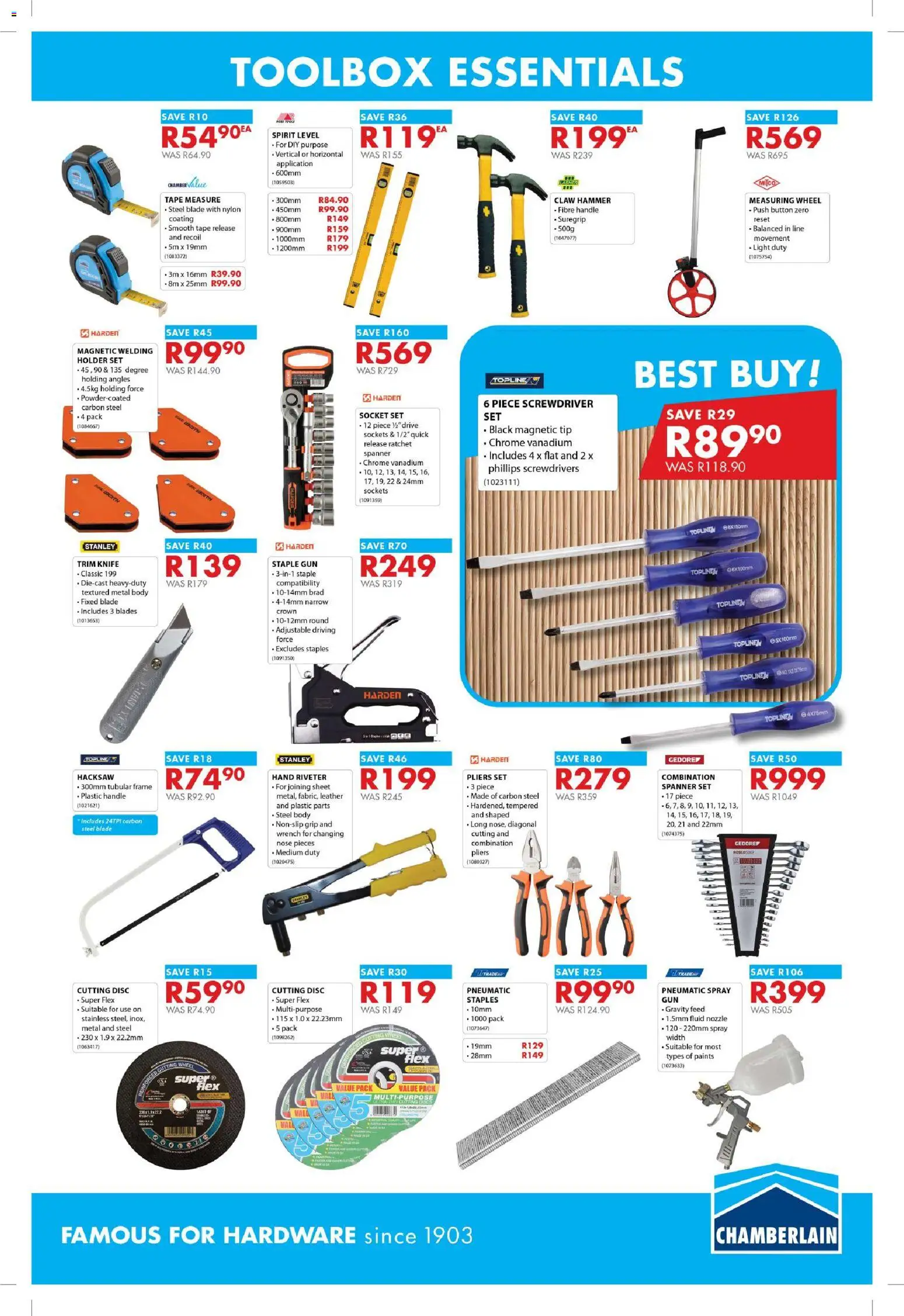 New Chamberlain catalogue – valid from 23.10.2025 | Page: 11 | Products: Wrench, Socket, Light, Hammer