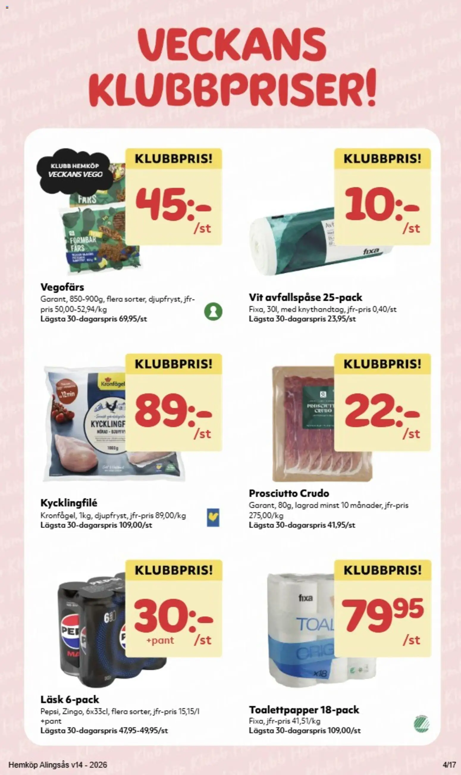 Hemköp reklamblad aktuell från 30.03.2026 | Sida: 12 | Produkter: Zingo, Toalettpapper, Kycklingfile, Vegofärs