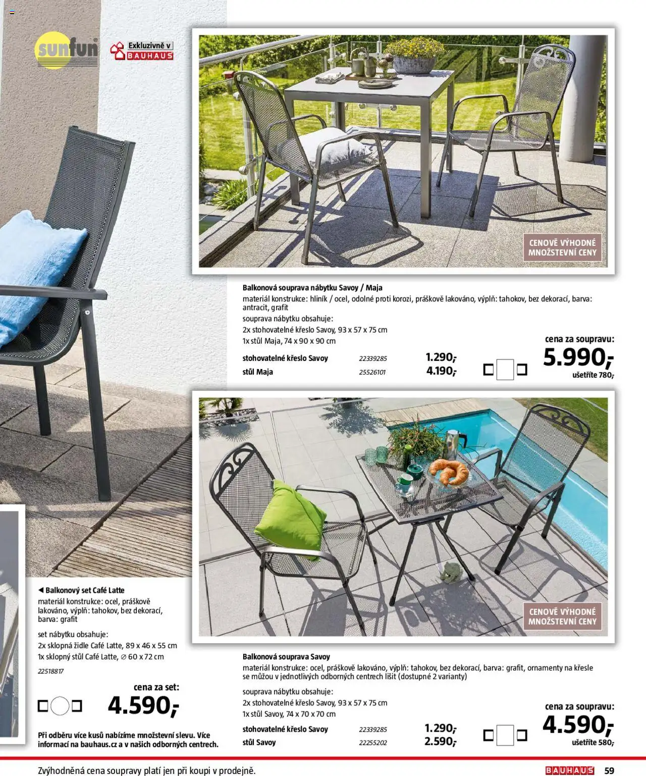 Bauhaus katalog Zahradní nábytek od 01.04.2025 | Strana: 59 | Produkty: Křeslo, Stůl, Židle