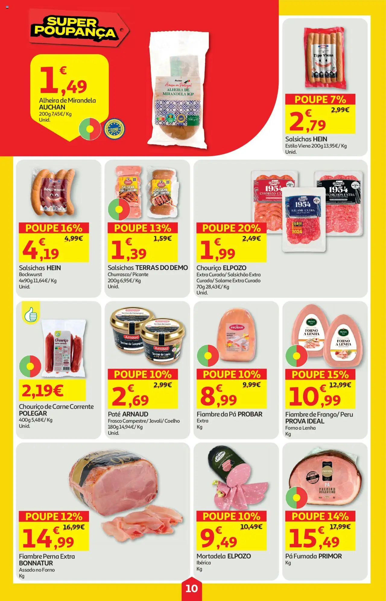 Auchan folheto │ válido de 16.10.2025 | Página: 10 | Produtos: Peru, Salsicha, Coelho, Alheira