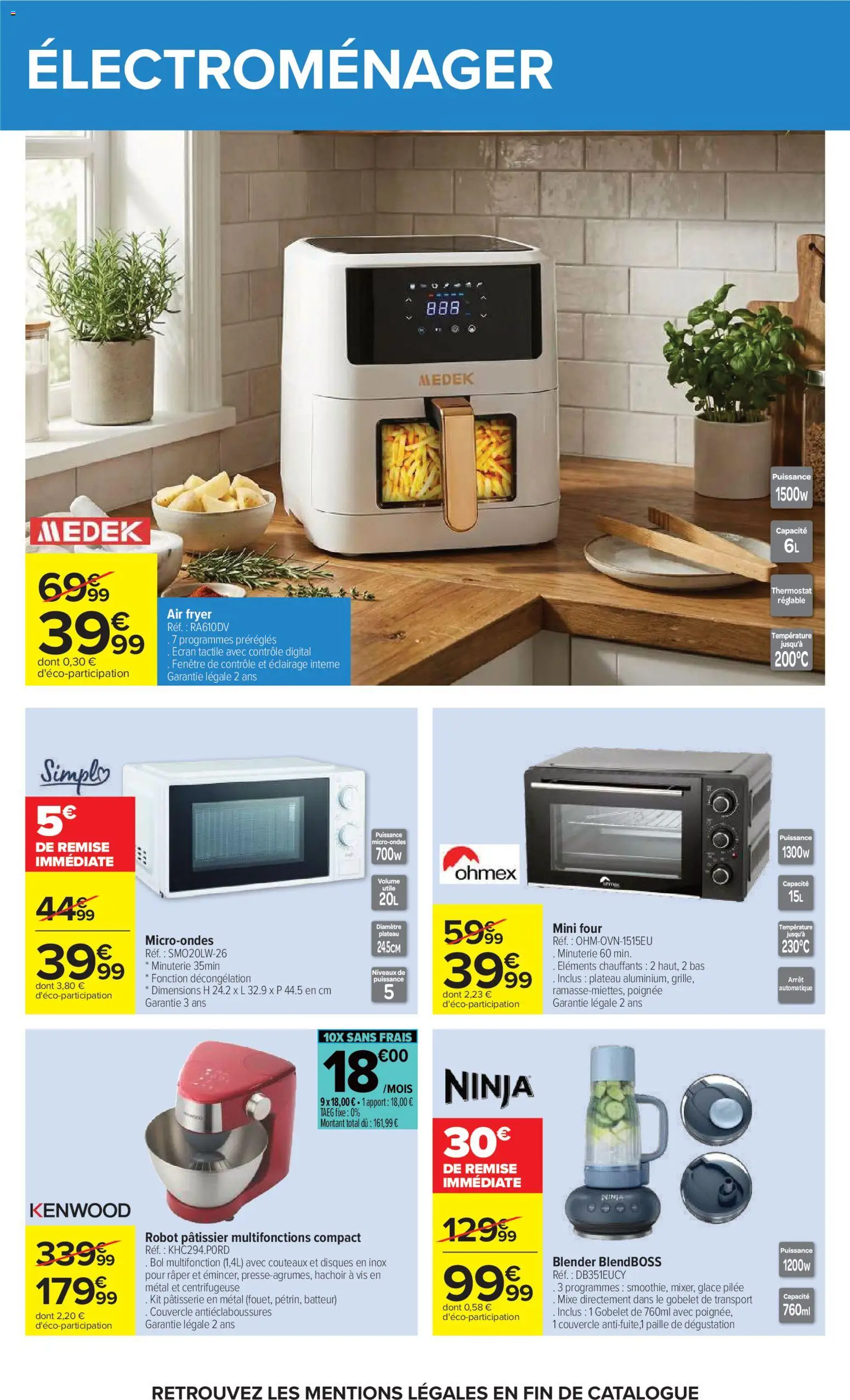 {H1} | Page: 69 | Produits: Batteur, Centrifugeuse, Air fryer, Mini four