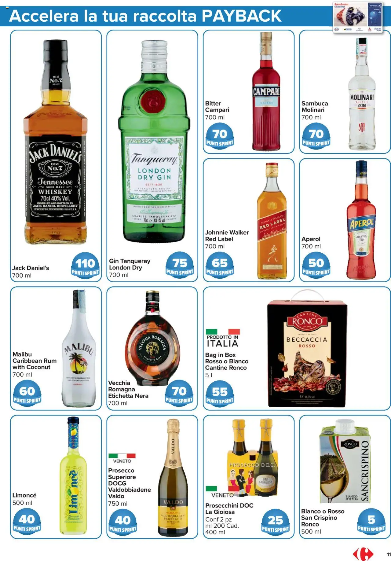 Volantino Carrefour del 07.08.2025 | Pagina: 11 | Prodotti: Gin, Prosecco, Rum, Aperol