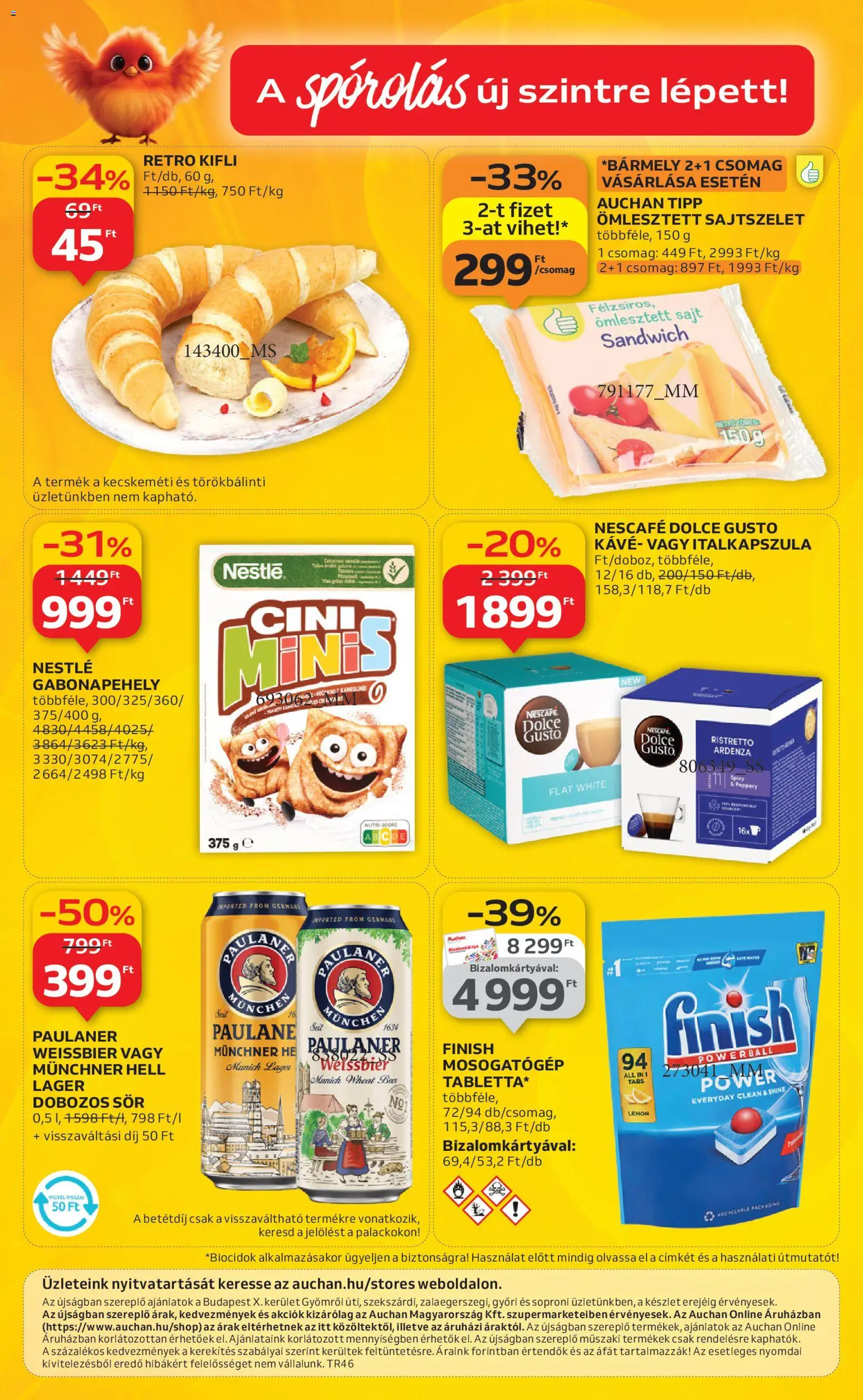 Auchan akciós ujság - amely érvényes a következő dátumtól: 13.11.2025 | Oldal: 16 | Termékek: Gabonapehely, Kifli, Mosogatógép, Sör