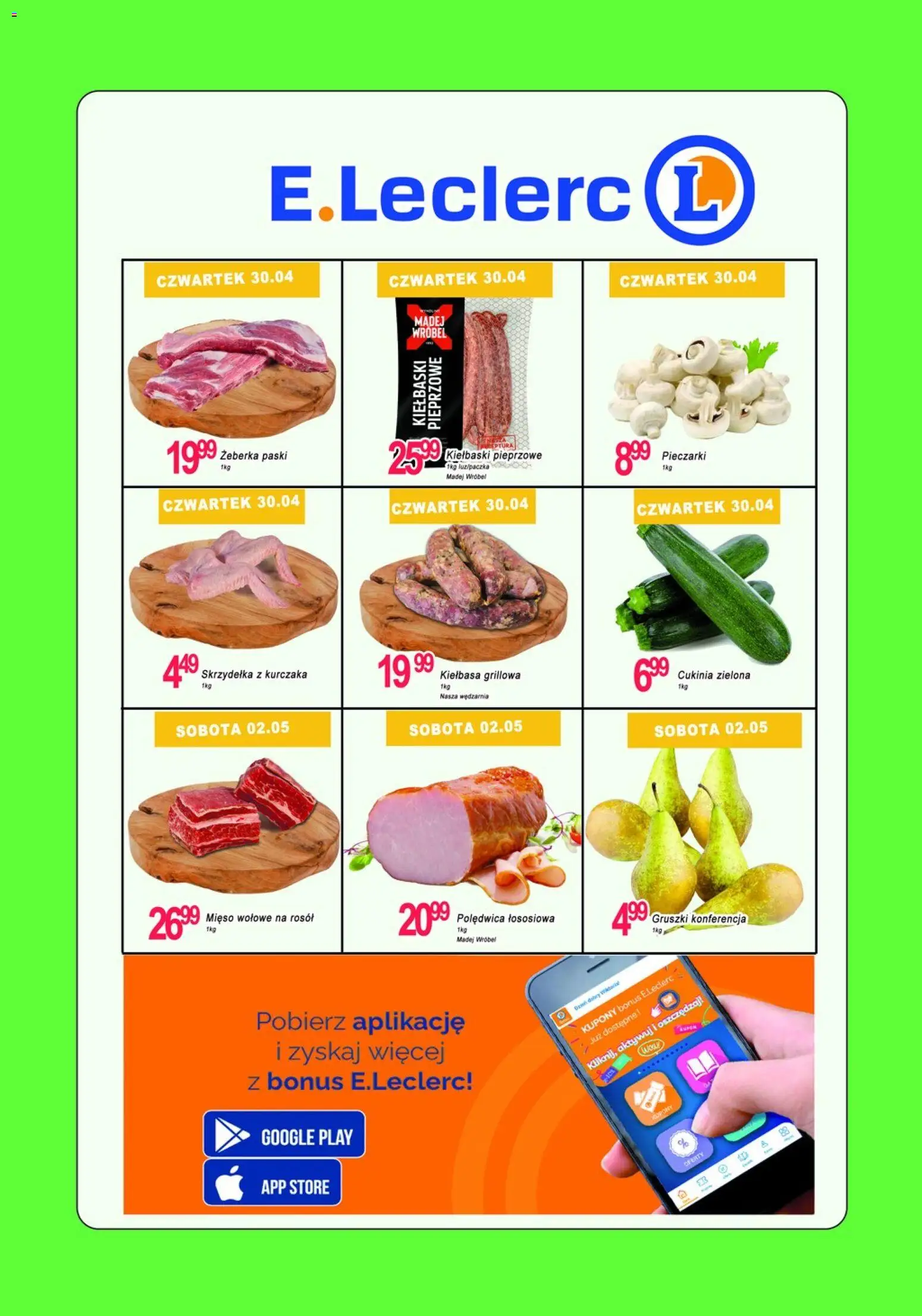 E.Leclerc gazetka - Tychy od 28.04.2026 | Strona: 11 | Produkty: Kiełbasa, Mięso, Kiełbaski, Cukinia