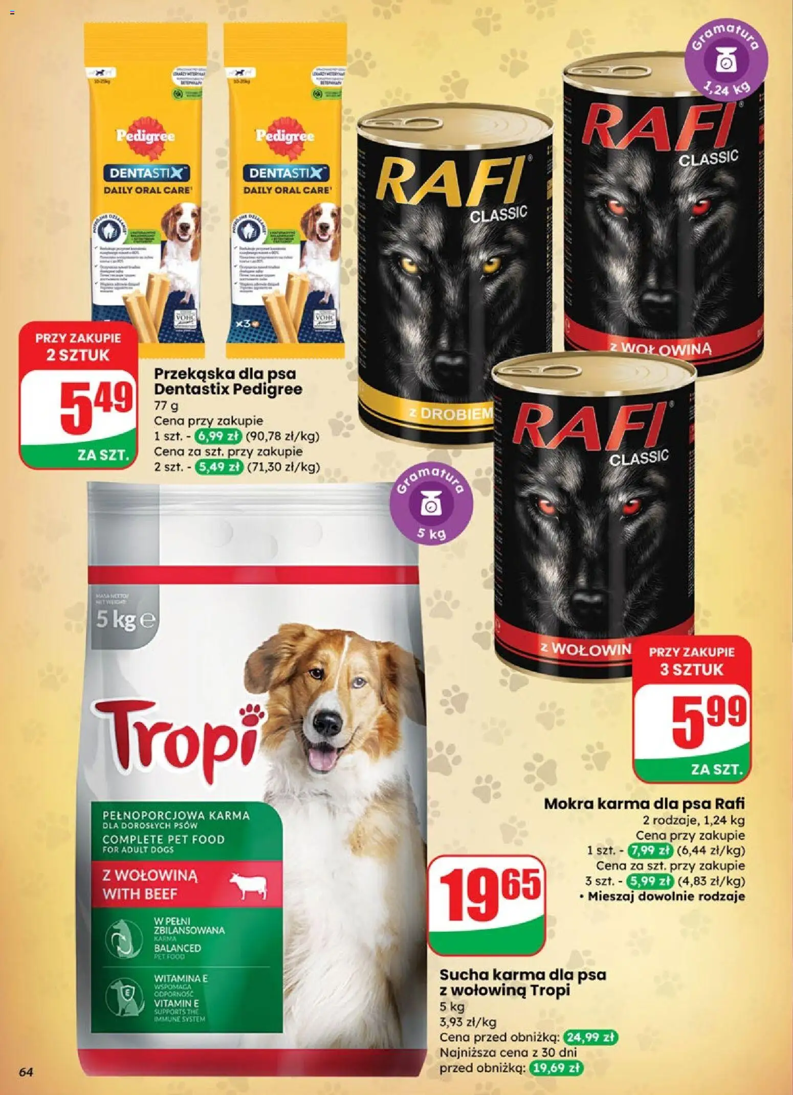 Dino Gazetka od 29.10.2025 | Strona: 64 | Produkty: Pedigree, Karma dla psa, Sucha karma dla psa, Wołowina