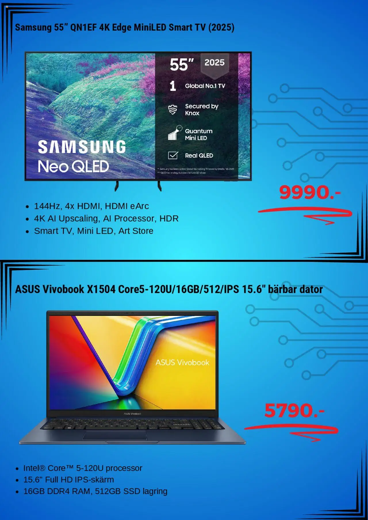 Elgiganten reklamblad aktuell från 19.08.2025 | Sida: 2 | Produkter: Smart tv, Dator, Tv