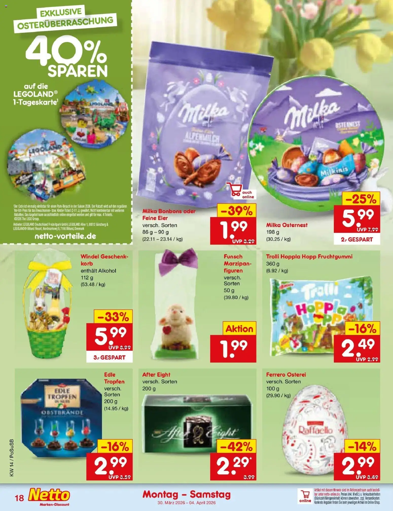 Netto Marken-Discount Prospekt Mannheim	 – gültig ab 30.03.2026 | Seite: 20 | Produkte: Raffaello, Eier, Korb, Milka
