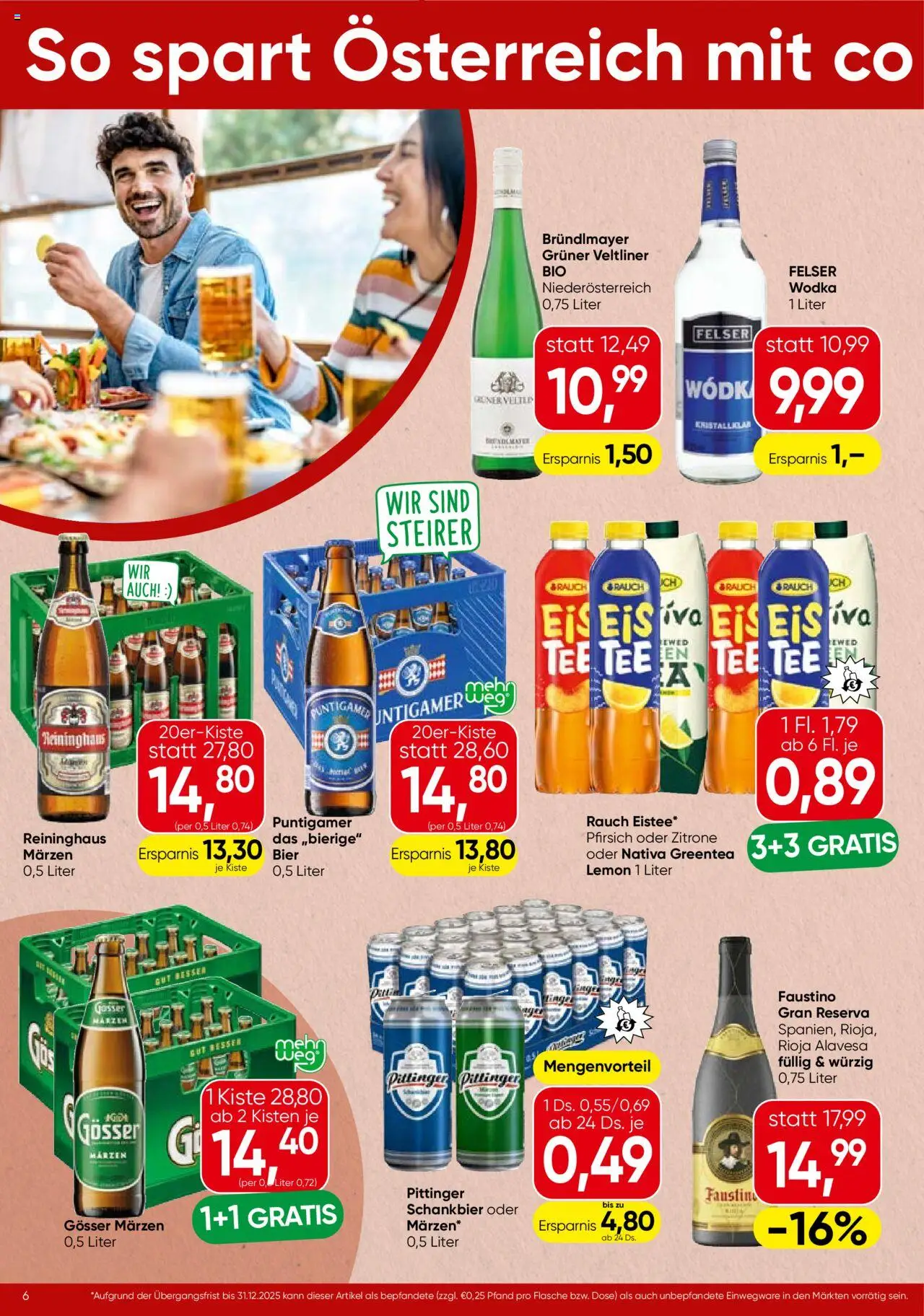 Spar Flugblatt - Steiermark gültig ab 21.08.2025 | Seite: 6 | Produkte: Zitrone, Pfirsich, Bier, Tee