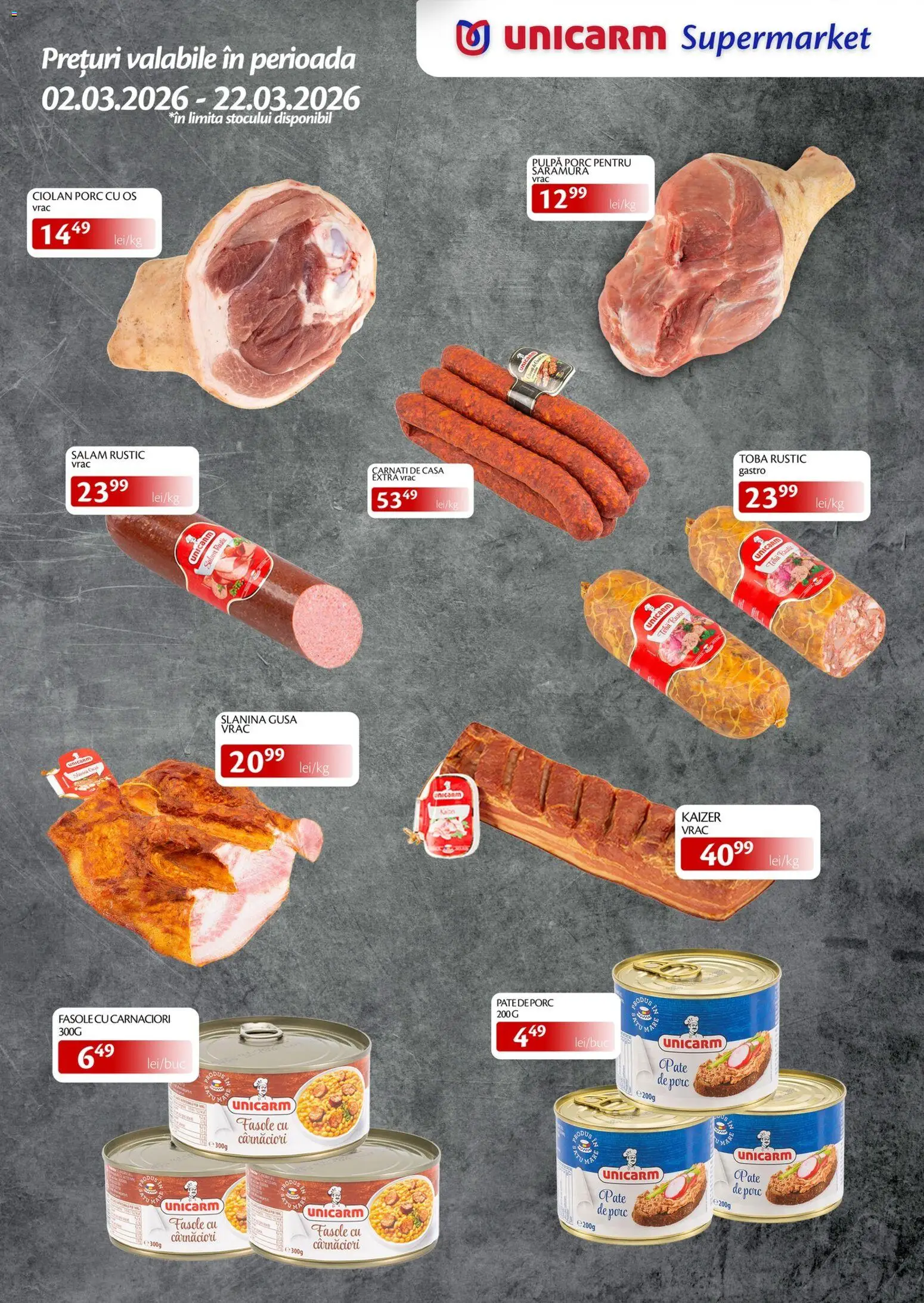 Noul catalog Unicarm – valabil de la 02.03.2026 | Pagină: 2 | Produse: Pate, Salam, Cârnați