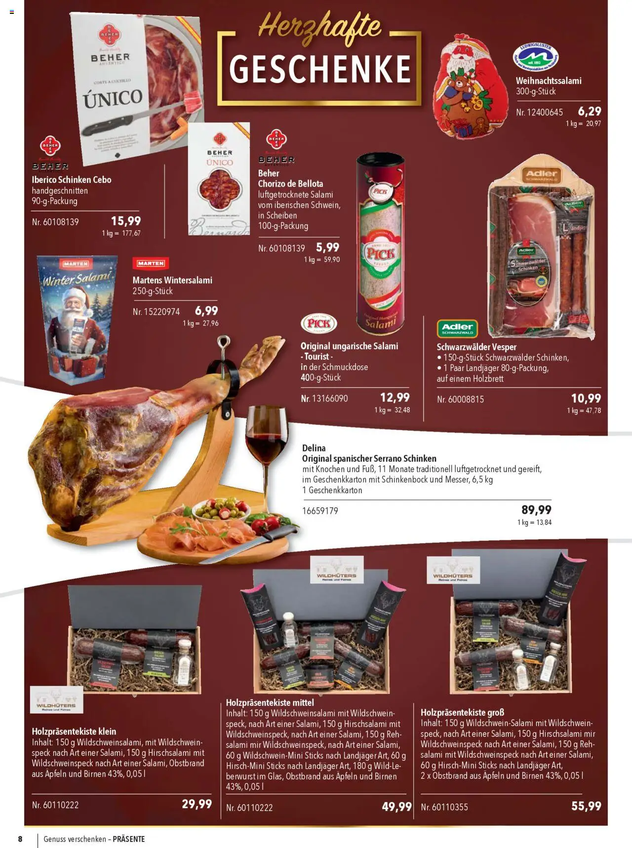 CITTI Markt  Präsente – gültig ab 22.10.2025 | Seite: 8 | Produkte: Sekt, Salami, Serrano schinken, Schinken
