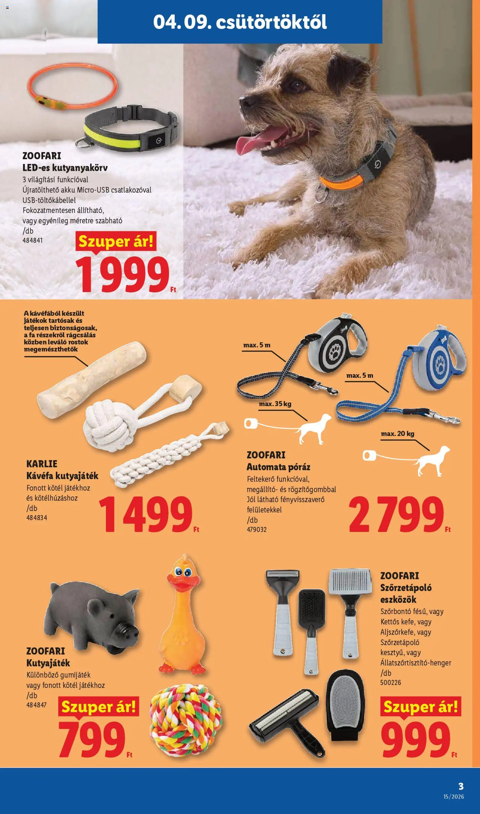 Lidl akciós ujság - amely érvényes a következő dátumtól: 09.04.2026 | Oldal: 3 | Termékek: Kötél, Játékok