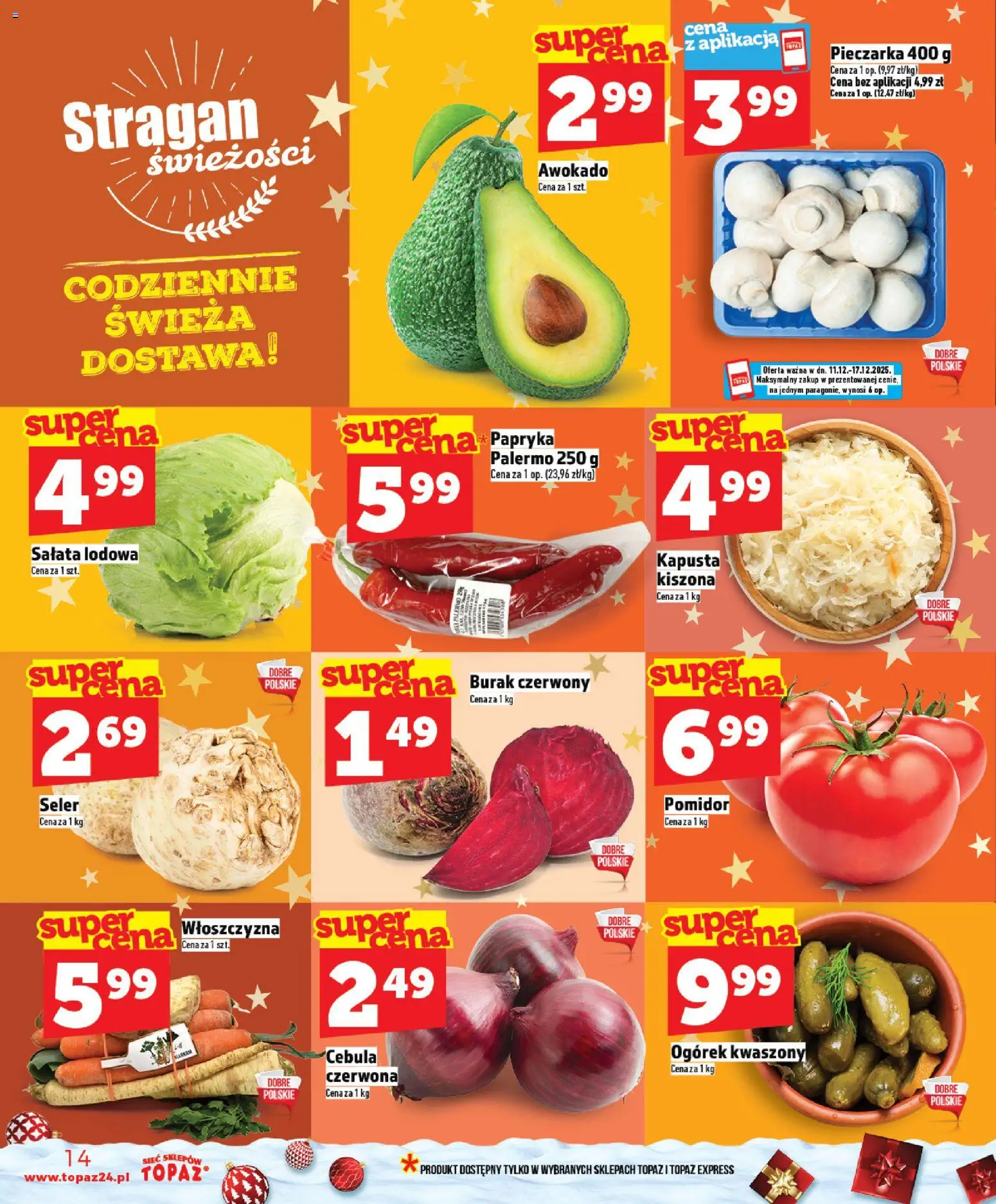 Topaz Gazetka - Ceny małe na stałe od 11.12.2025 | Strona: 14 | Produkty: Burak, Kapusta, Papryka, Awokado