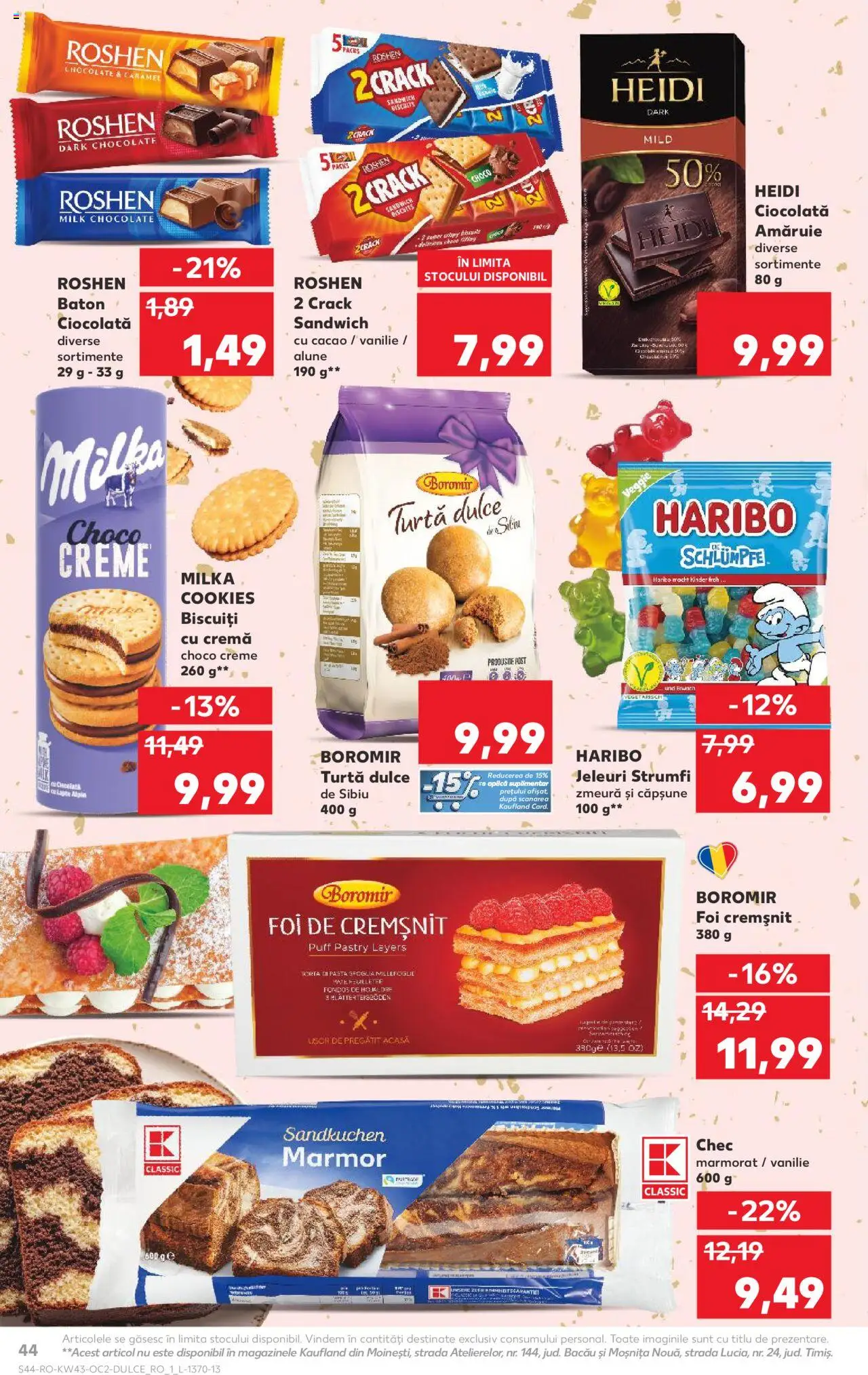 Noul catalog Kaufland – valabil de la 22.10.2025 | Pagină: 44 | Produse: Cremă, Ciocolată, Biscuiți, Jeleuri