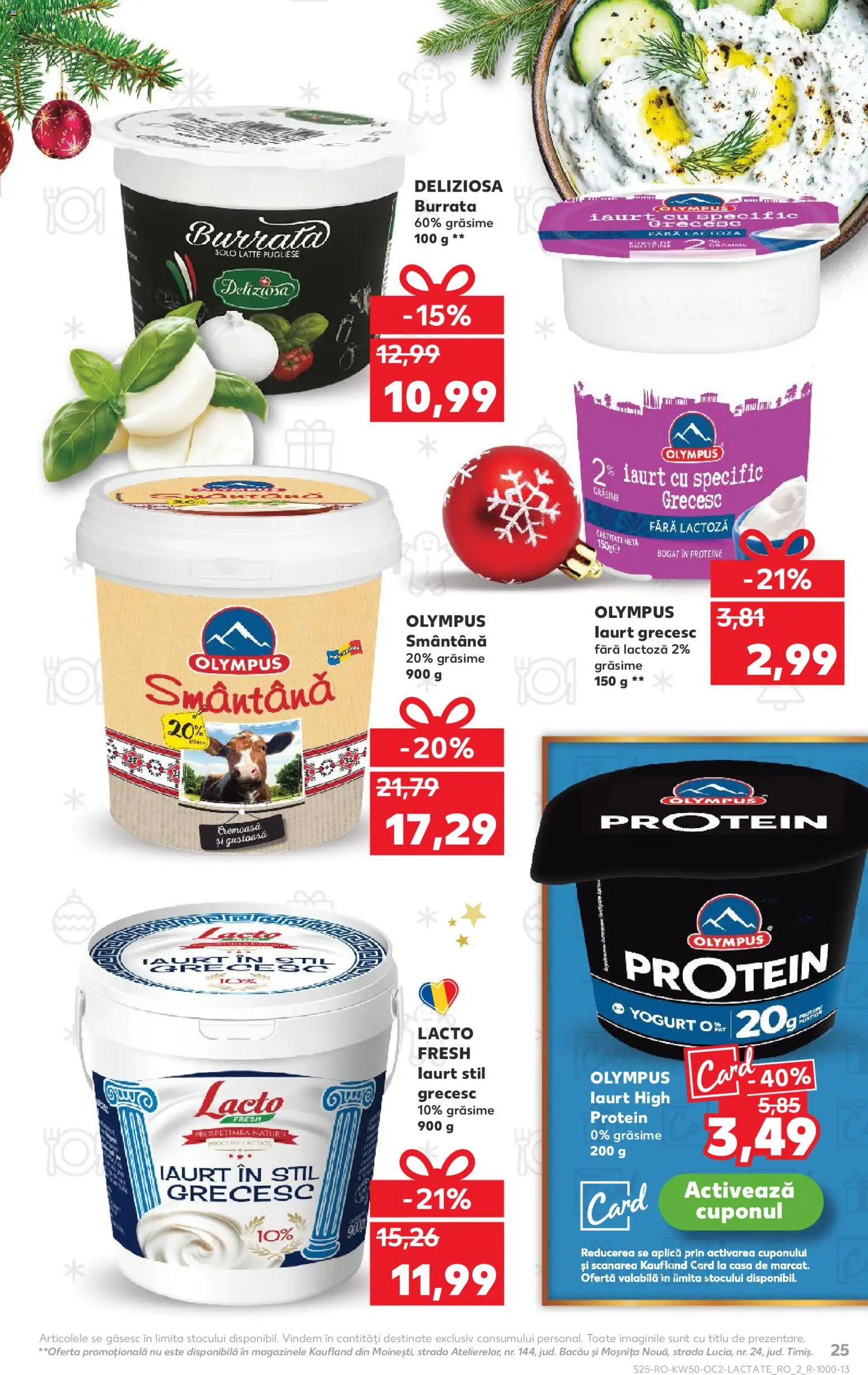 Kaufland RO akciós ujság - amely érvényes a következő dátumtól: 10.12.2025 | Oldal: 25 | Termékek: Protein, Burrata