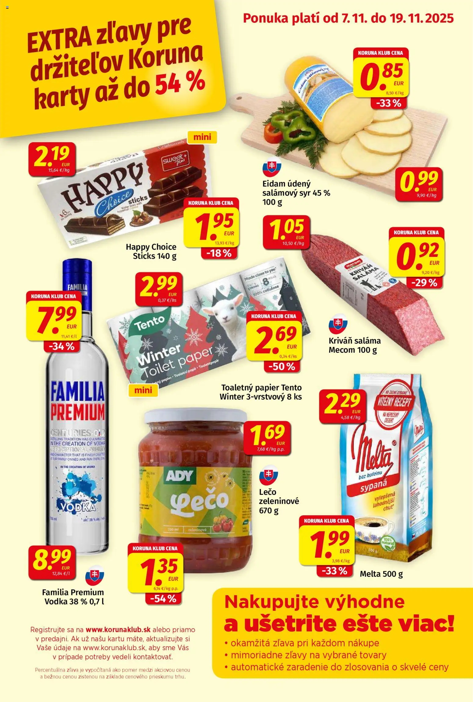 Nové Koruna akcie – leták je platný od 07.11.2025 | Strana: 9 | Produkty: Syr, Saláma, Eidam, Toaletný papier