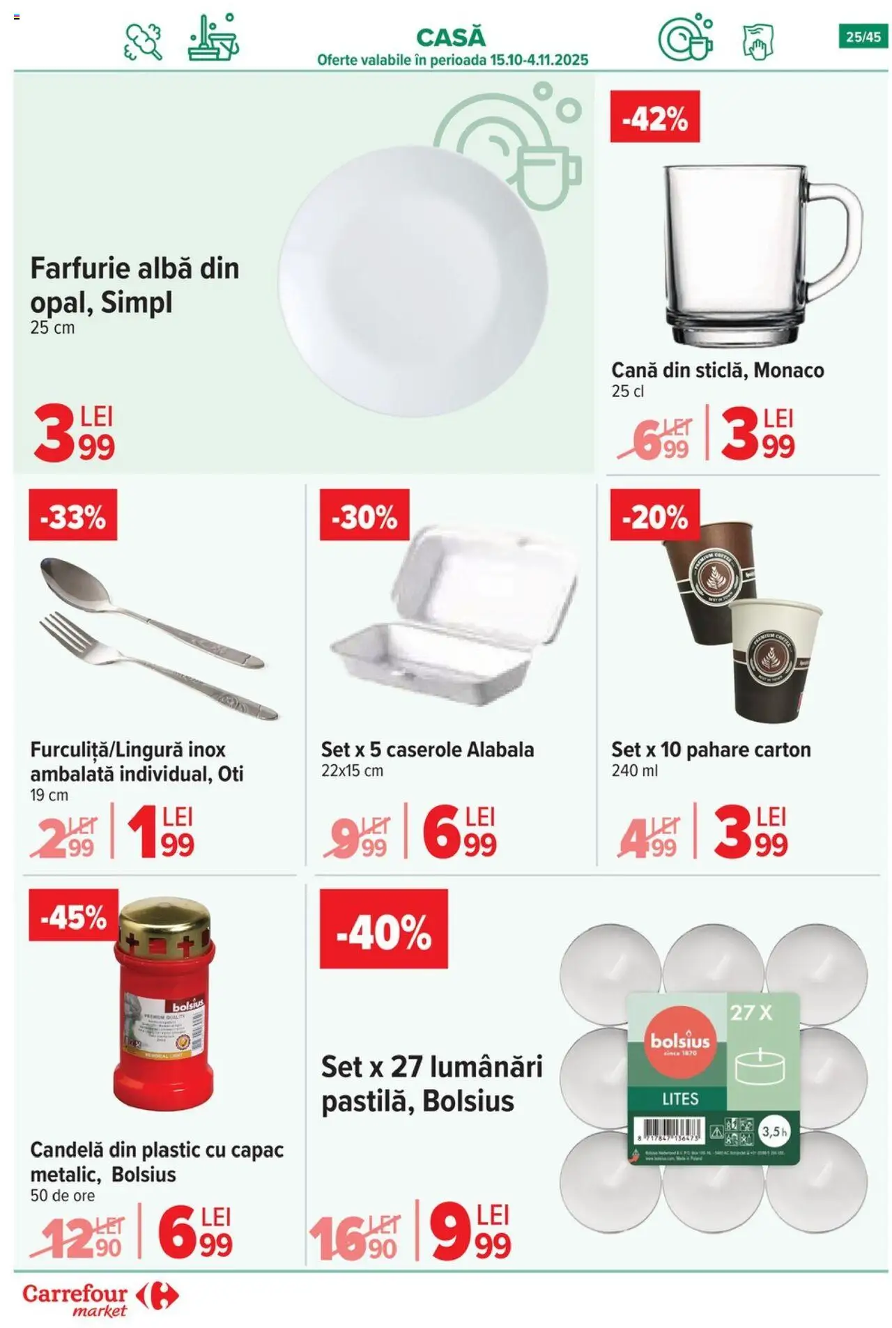 Noul catalog Carrefour – valabil de la 15.10.2025 | Pagină: 28 | Produse: Pahare, Caserole, Farfurie