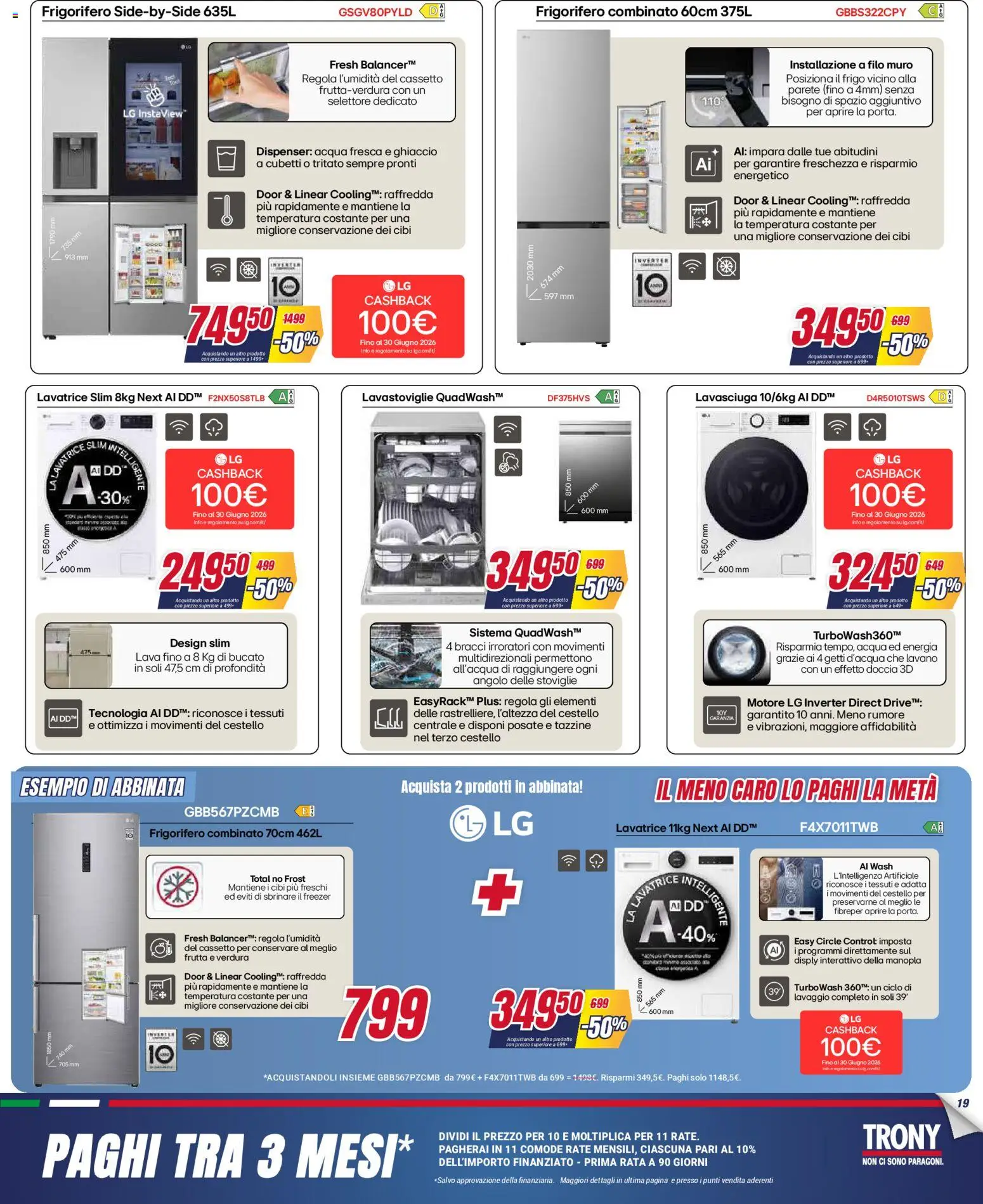 Volantino Trony del 28.04.2026 | Pagina: 19 | Prodotti: Posate, Lavasciuga, Freezer, Frigorifero