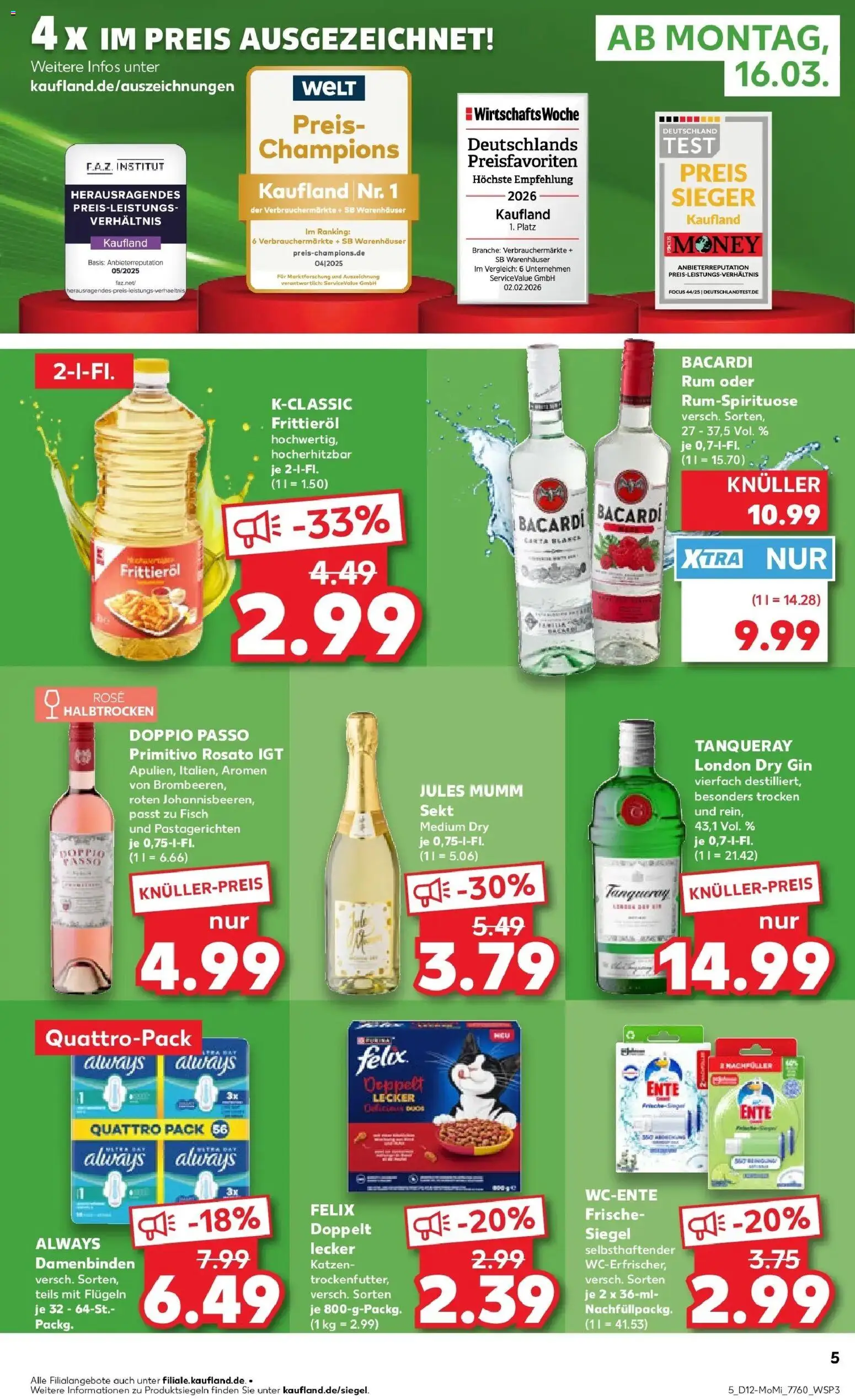 Kaufland Prospekt Neu-Ulm	 – gültig ab 16.03.2026 | Seite: 5 | Produkte: Mumm sekt, Rum, Jules mumm, Doppio Passo