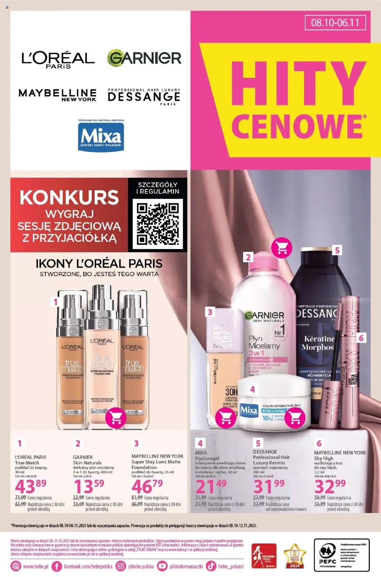 Hebe Gazetka od 08.10.2025 | Strona: 22 | Produkty: Drogeria, Makijaż, Tusz do rzęs, Krem