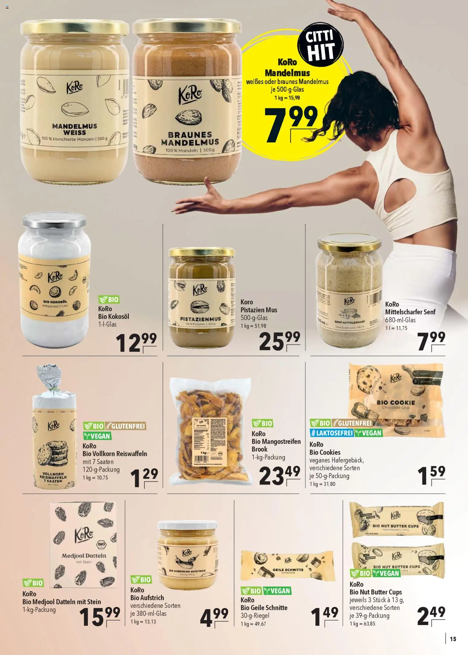 CITTI Markt Sportlernahrung – gültig ab 02.01.2026 | Seite: 15 | Produkte: Butter, Mandeln, Pistazien, Aubergine