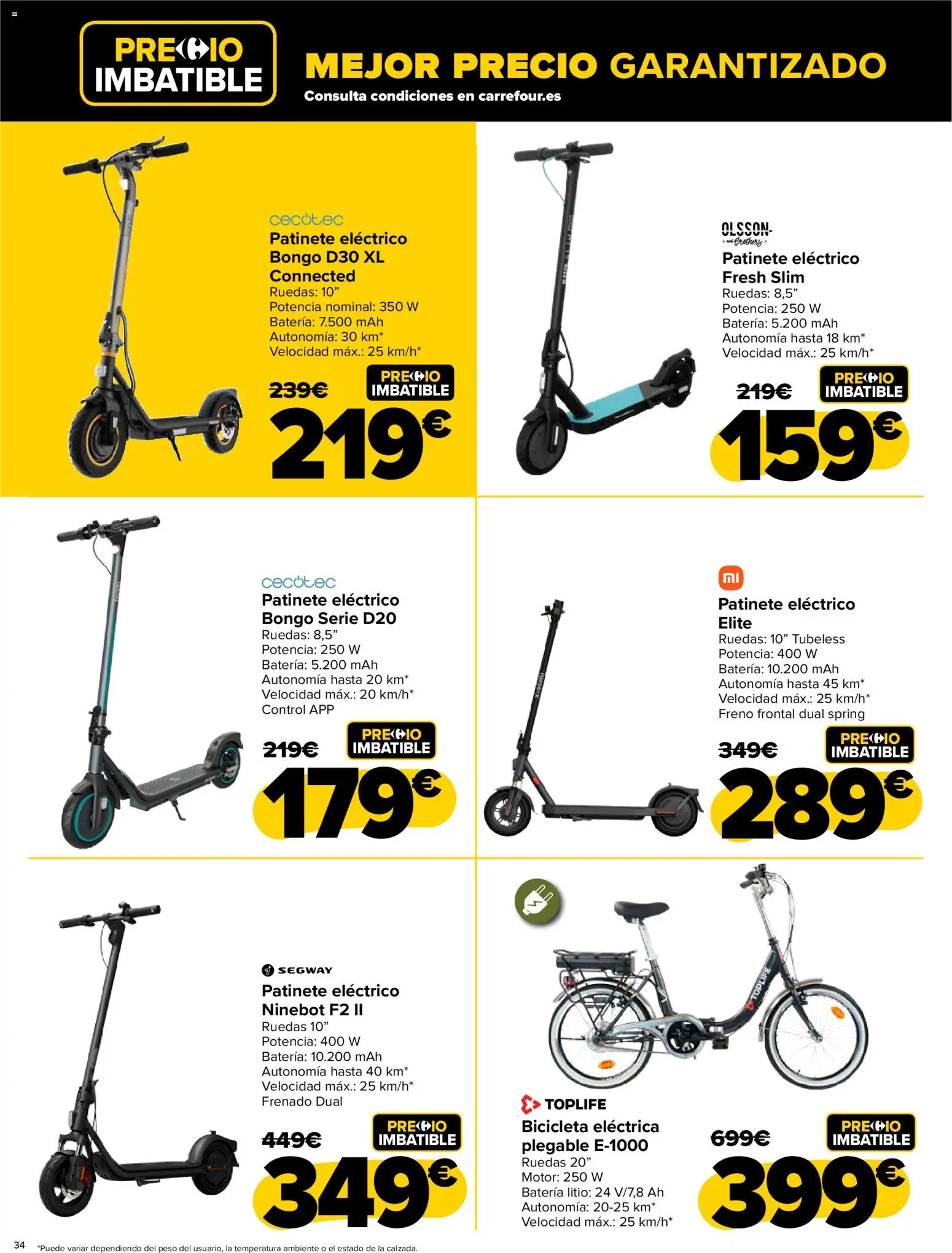 Carrefour - Black Friday │ válido desde el 20.11.2025 | Página: 34 | Productos: Bicicleta, Patinete, Bicicleta eléctrica, Ελιές