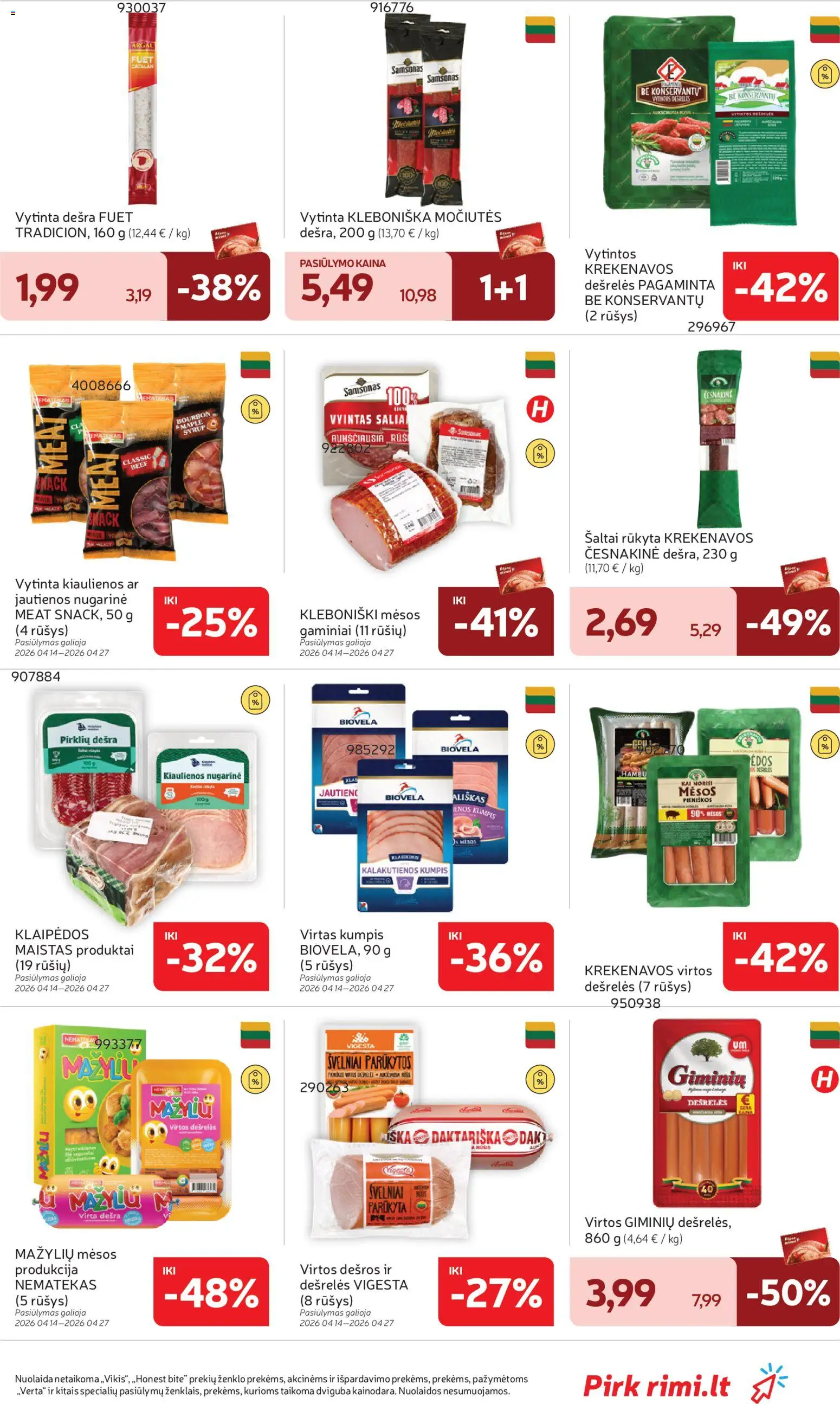 Rimi akcijos nuo 14.04.2026 | Puslapis: 19 | Prekių: Kiaulienos, Jautienos, Dešrelės, Dešra