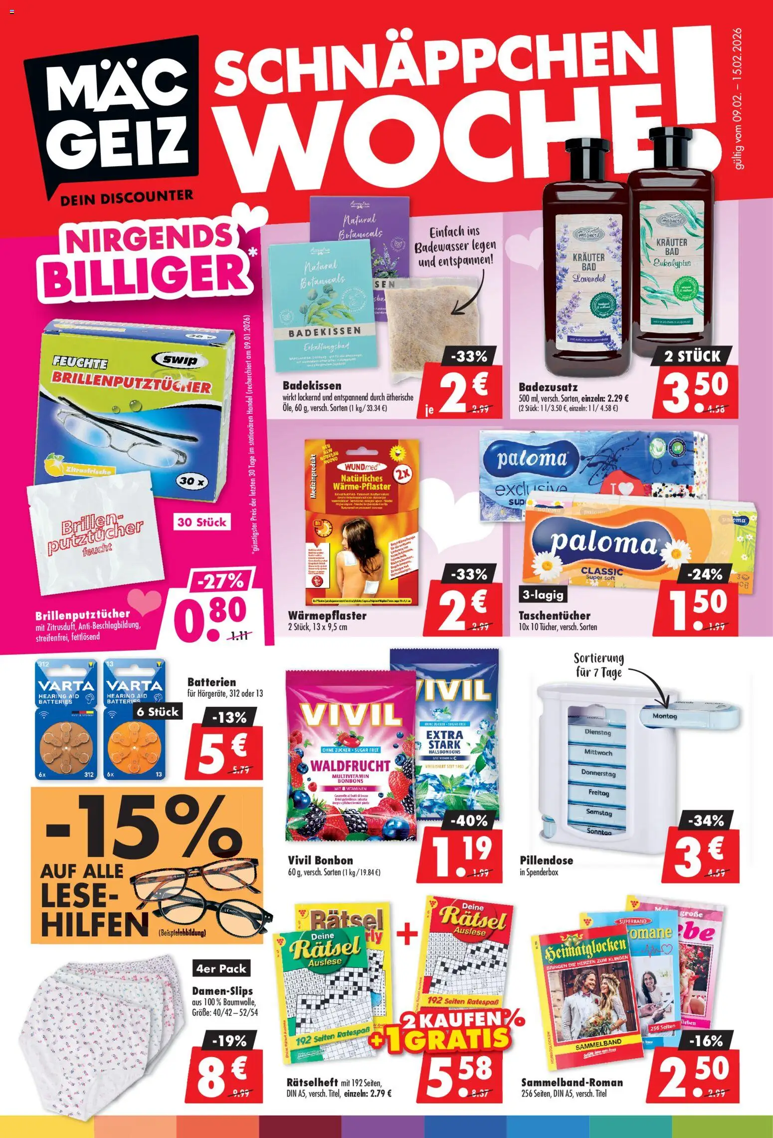 Mäc Geiz Prospekt 	 – gültig ab 09.02.2026 | Seite: 1 | Produkte: Batterien, Lavendel