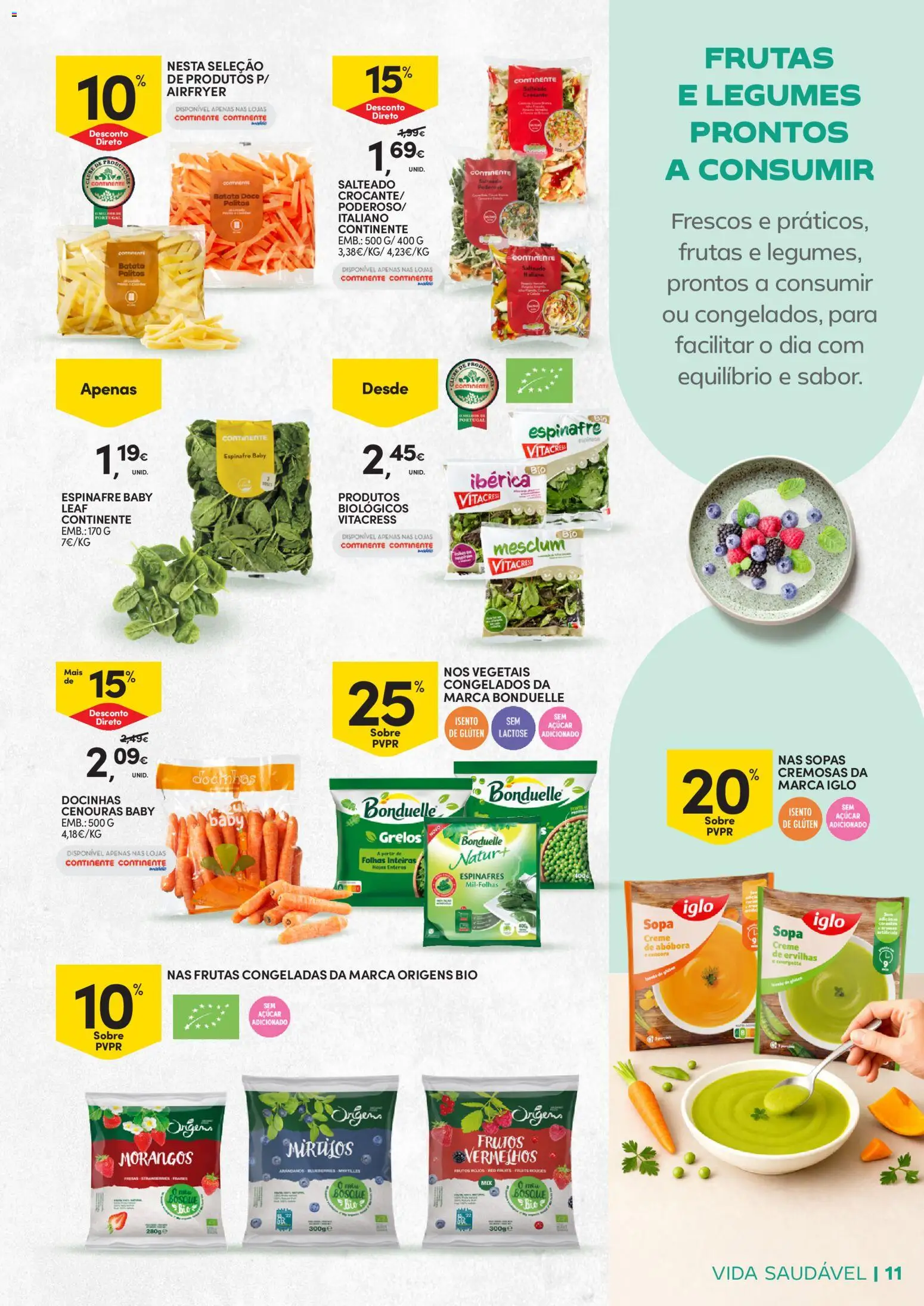 Continente - Vida Saudável: Passe a comer melhor │ válido de 20.01.2026 | Página: 11 | Produtos: Batata, Sopa, Abóbora, Mirtilos