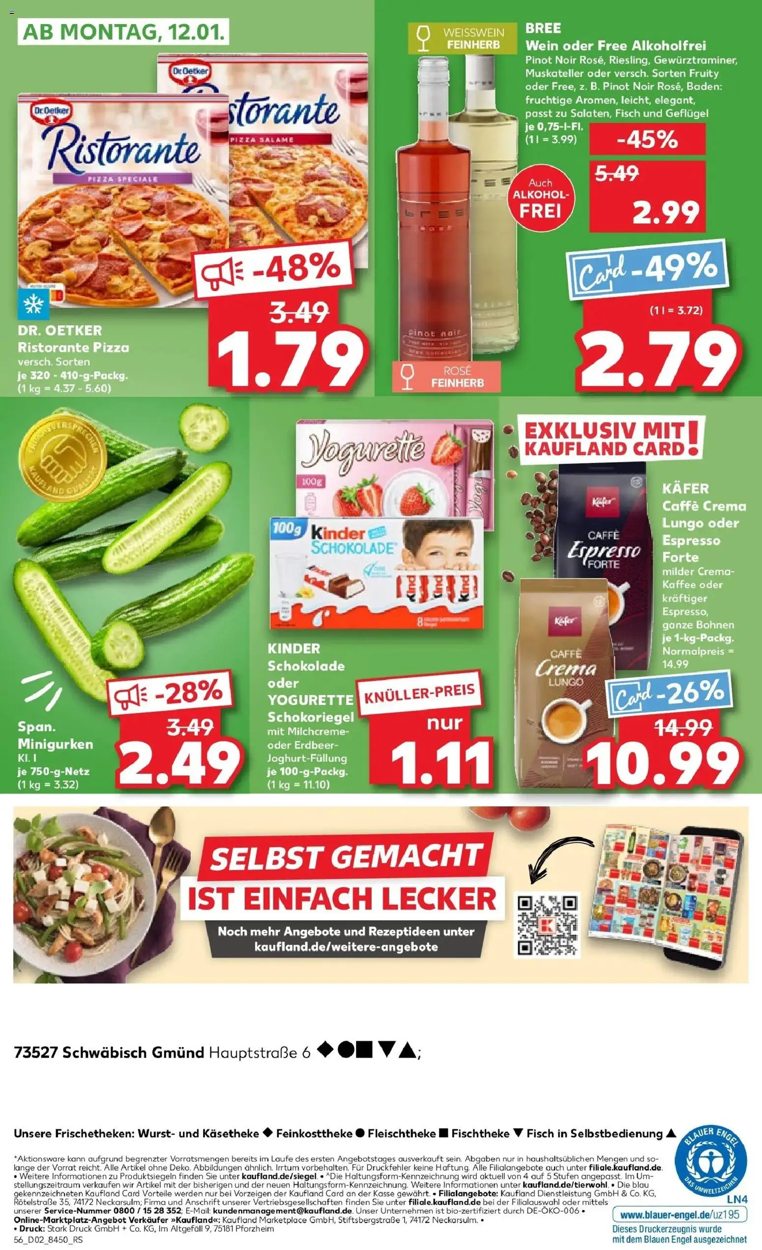 Kaufland prospekt Schwäbisch Gmünd	 – gültig ab 08.01.2026 | Seite: 56 | Produkte: Kaffee, Schokolade, Fisch, Wurst
